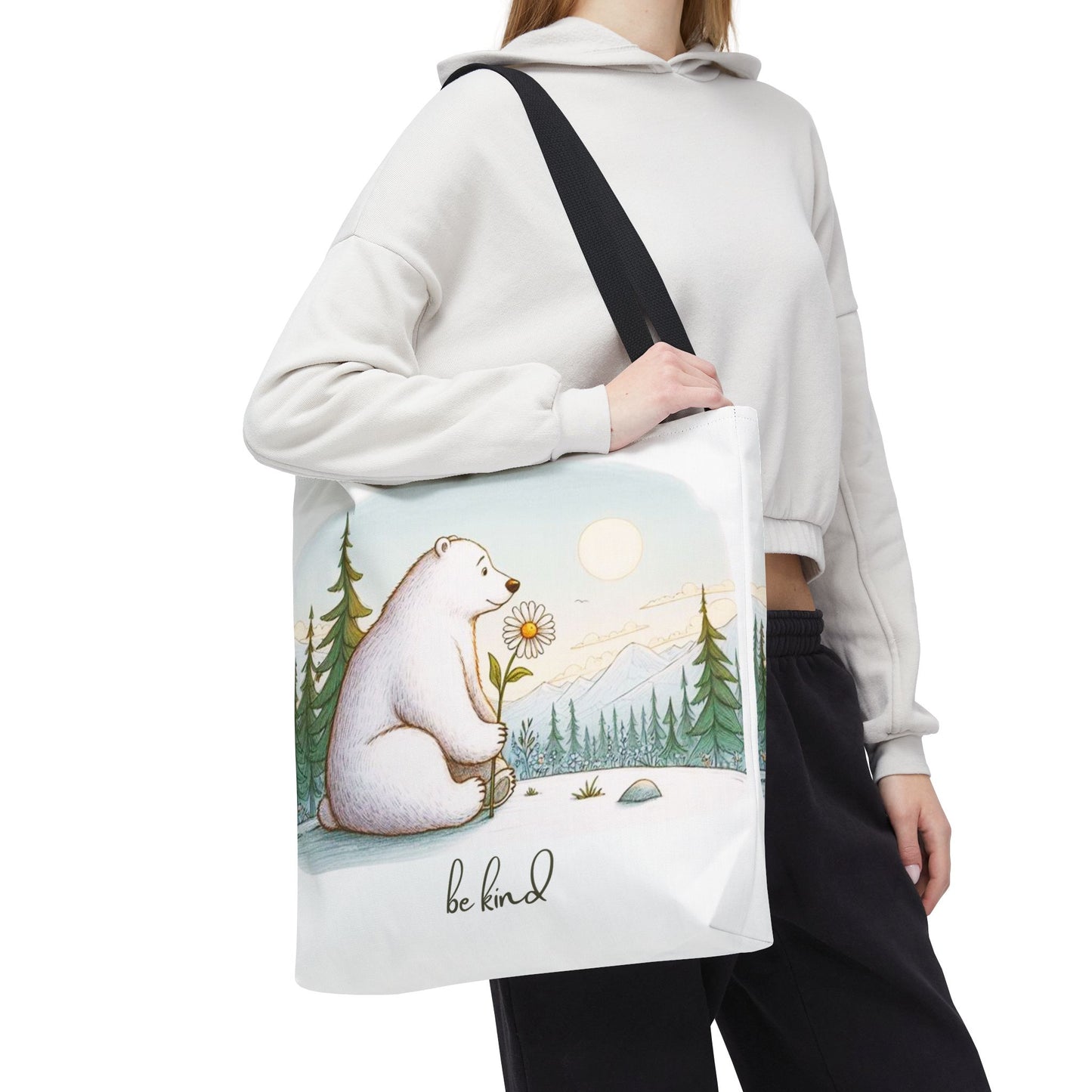 Be Kind Polar Bear Tote Bag Double Sided Print