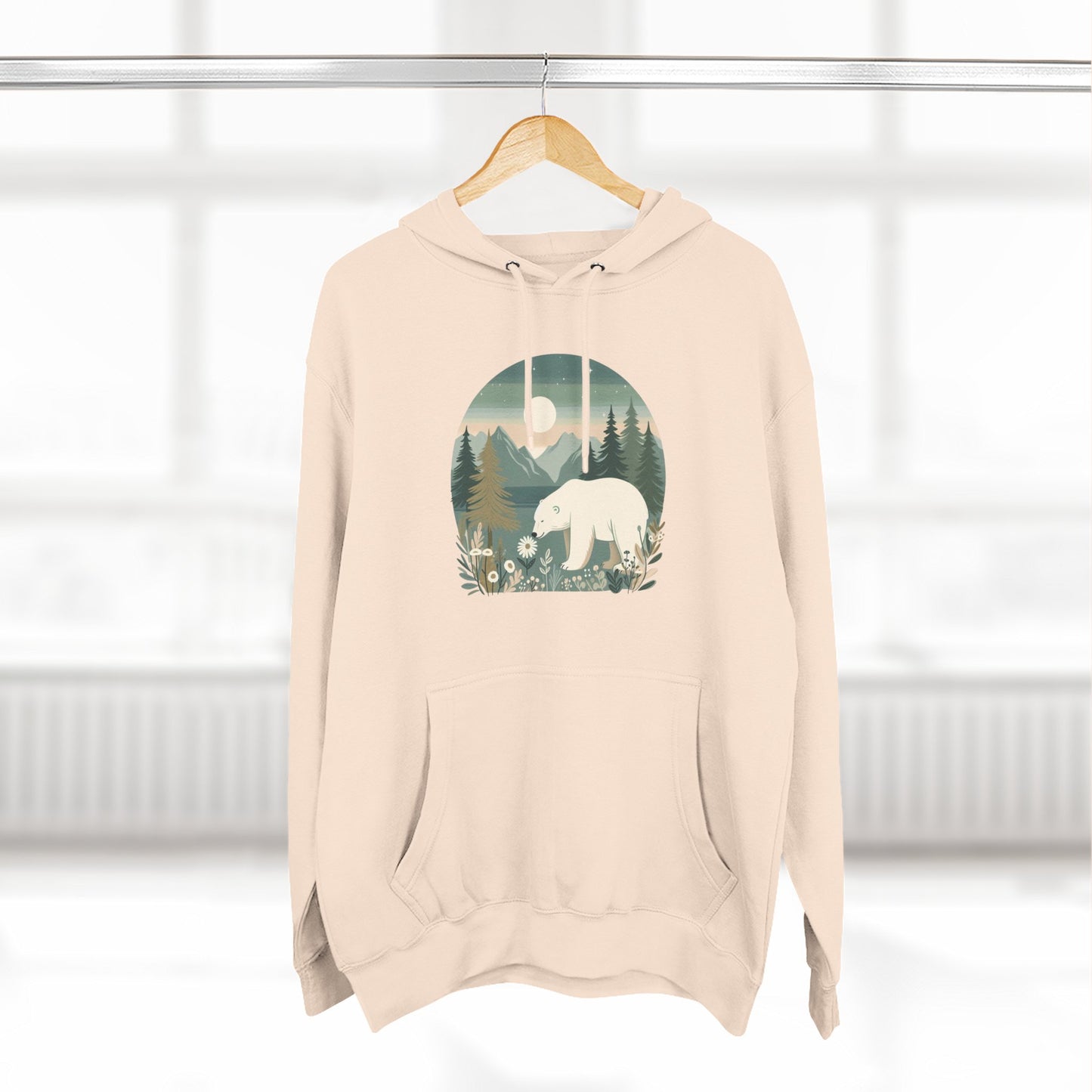 Moonlit Meadow Polar Bear Hoodie