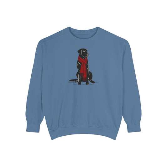 Black Lab Red Scarf Sweatshirt