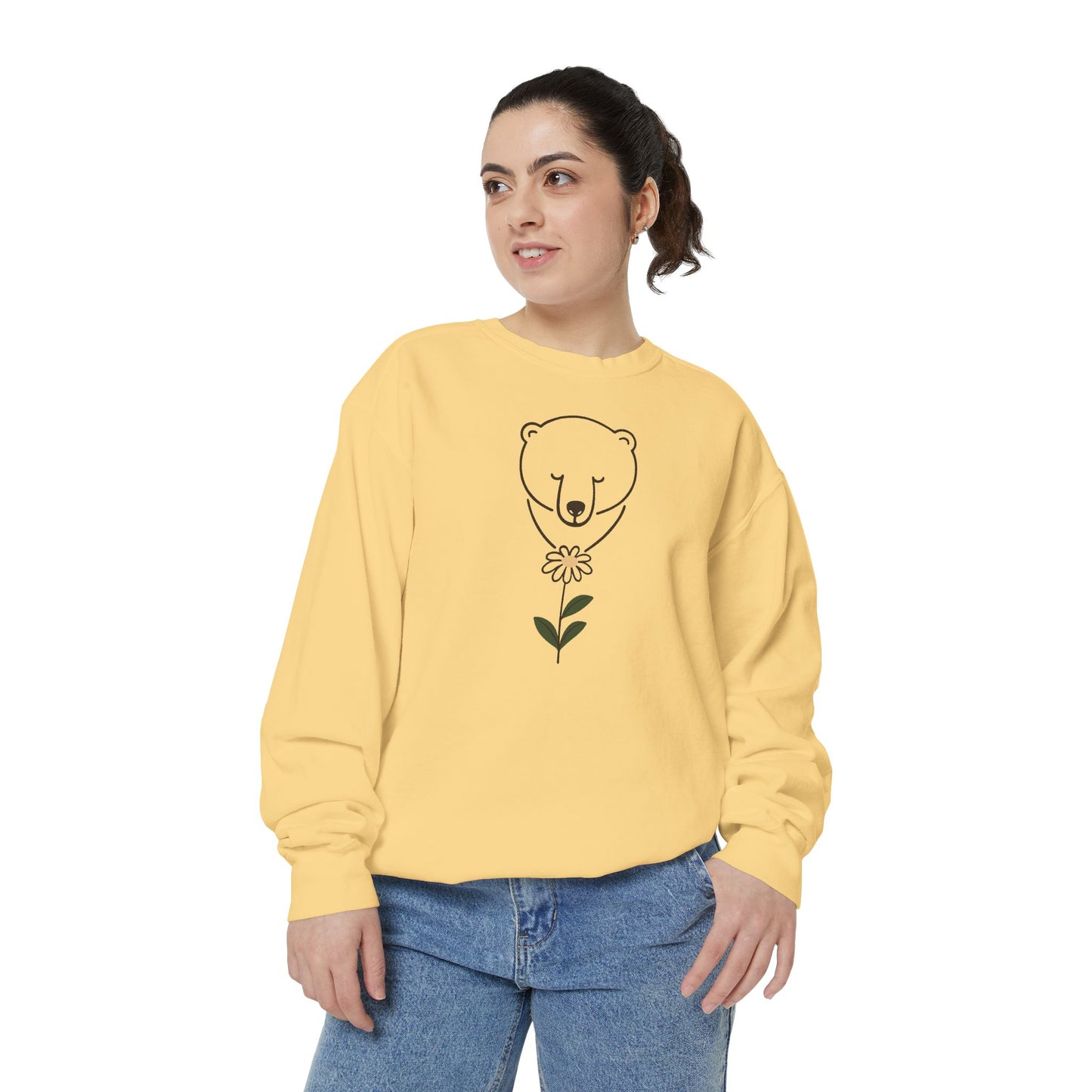 Polar Bear Daisy Comfort Colors Sweatshirt