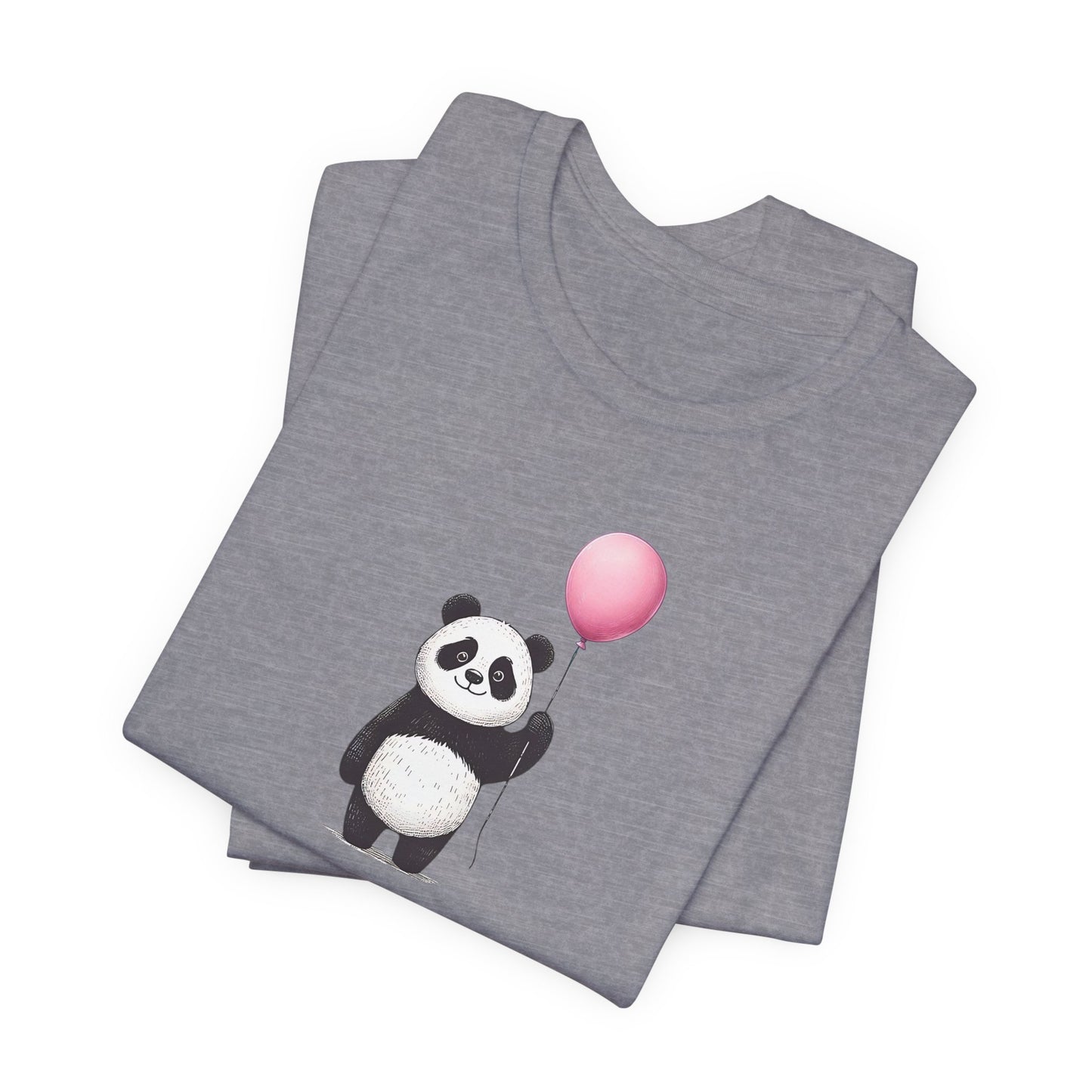 Panda with Balloon Tee | Playful Minimalist Graphic T-Shirt