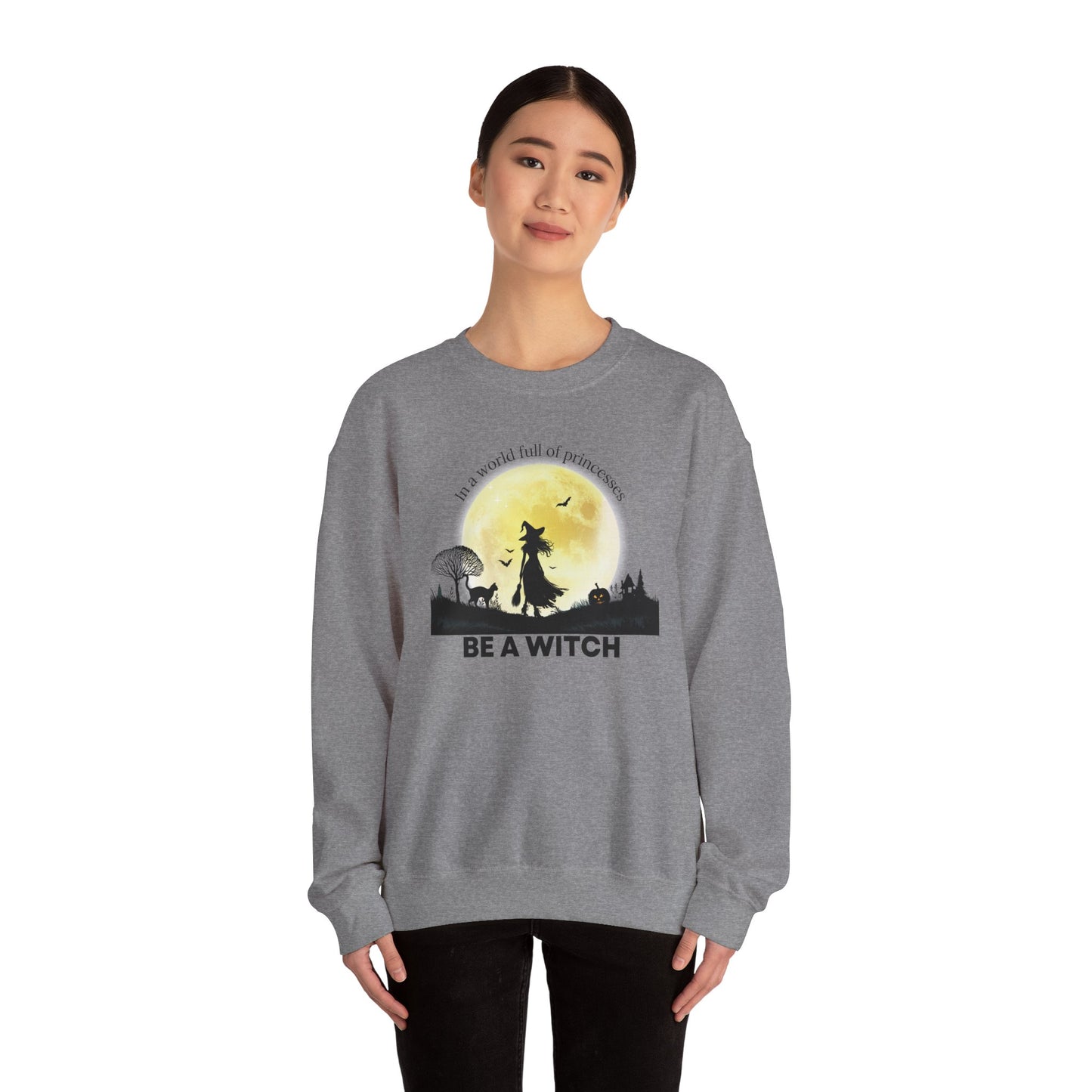 Be A Witch Celestial Moon Crewneck | Spooky Season Graphic Sweatshirt