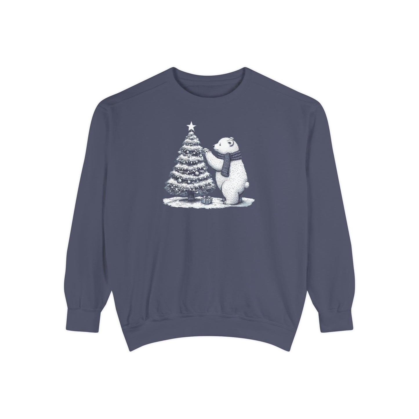Vintage Polar Bear Christmas Tree Comfort Colors Sweatshirt