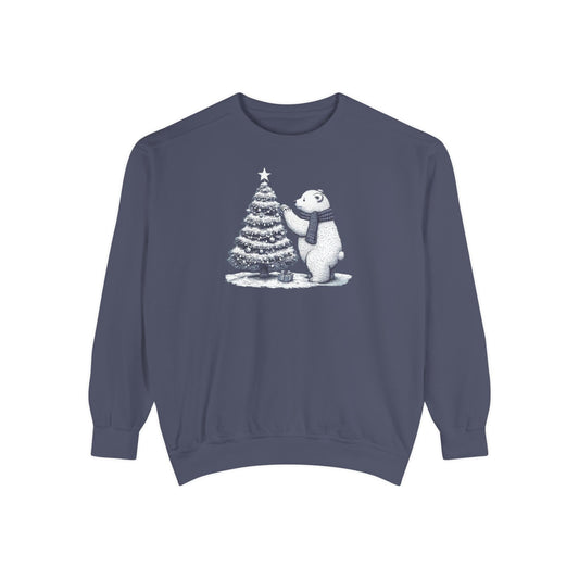 Vintage Polar Bear Christmas Tree Comfort Colors Sweatshirt