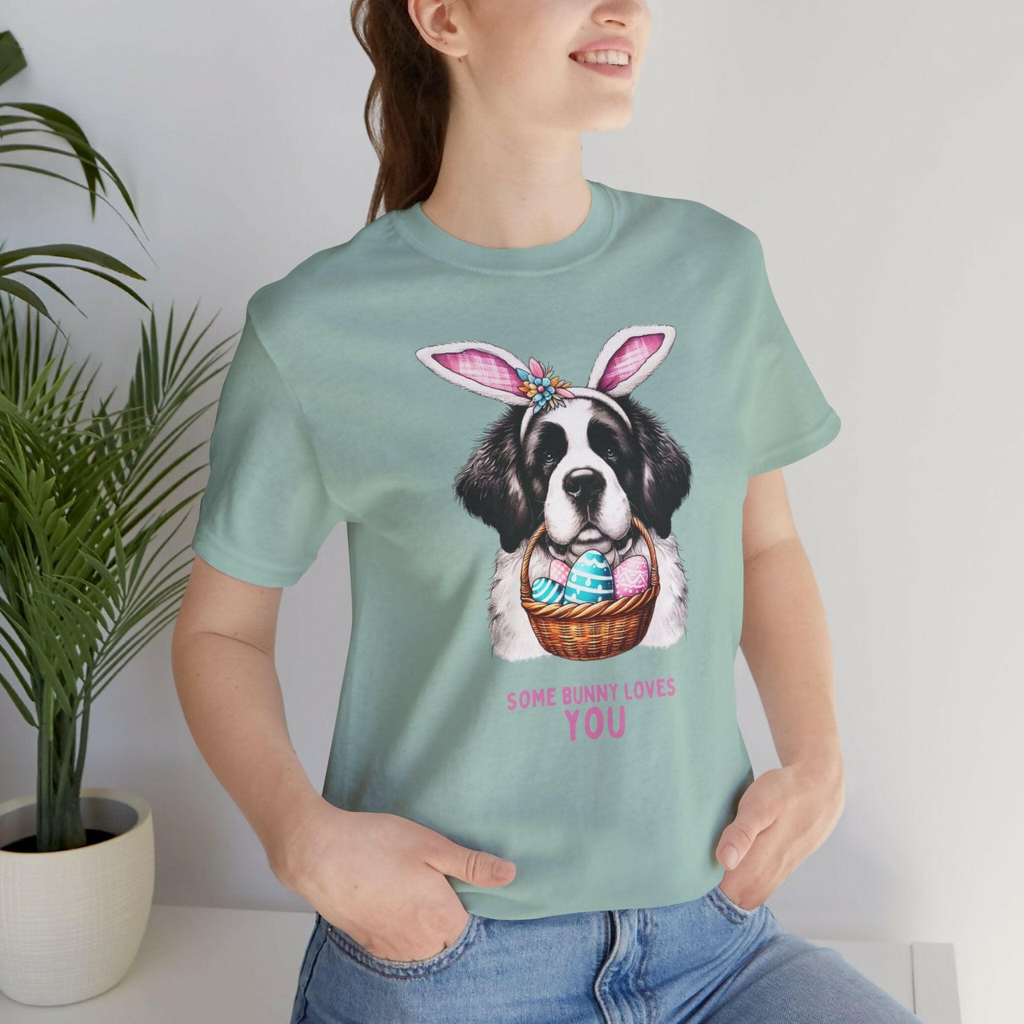 Saint Bernard Easter Bunny Unisex Tee - Some Bunny Loves You T-Shirt