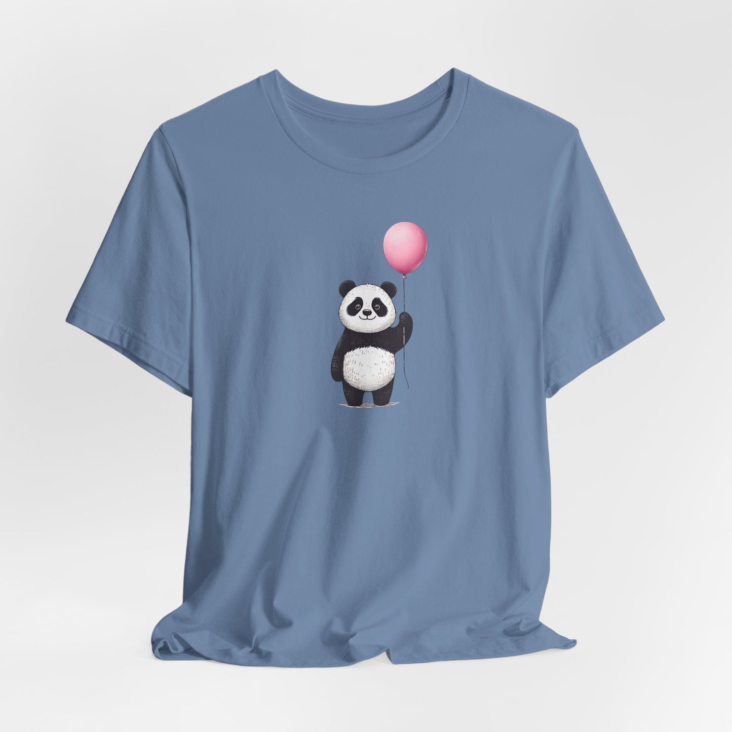 Panda with Balloon Tee | Playful Minimalist Graphic T-Shirt