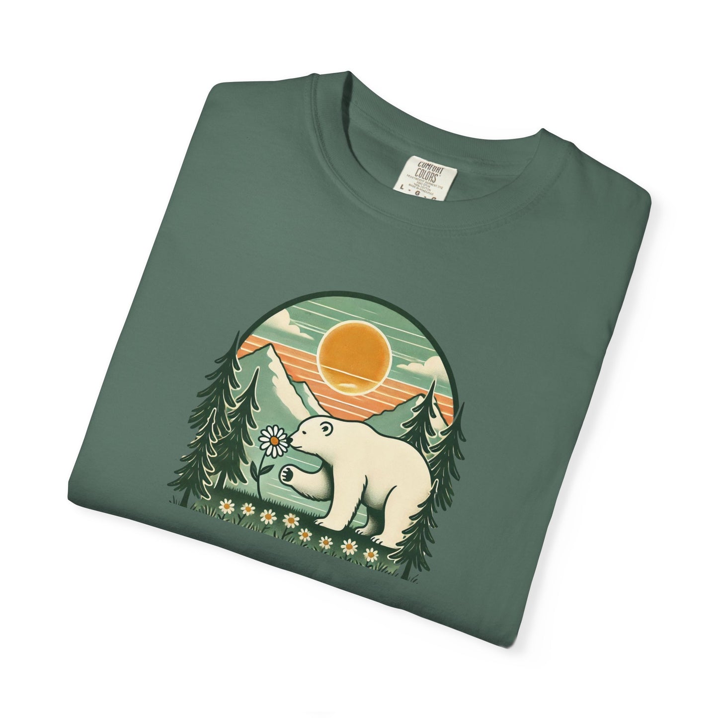 Polar Bear Daisy Sunset Comfort Colors Tee