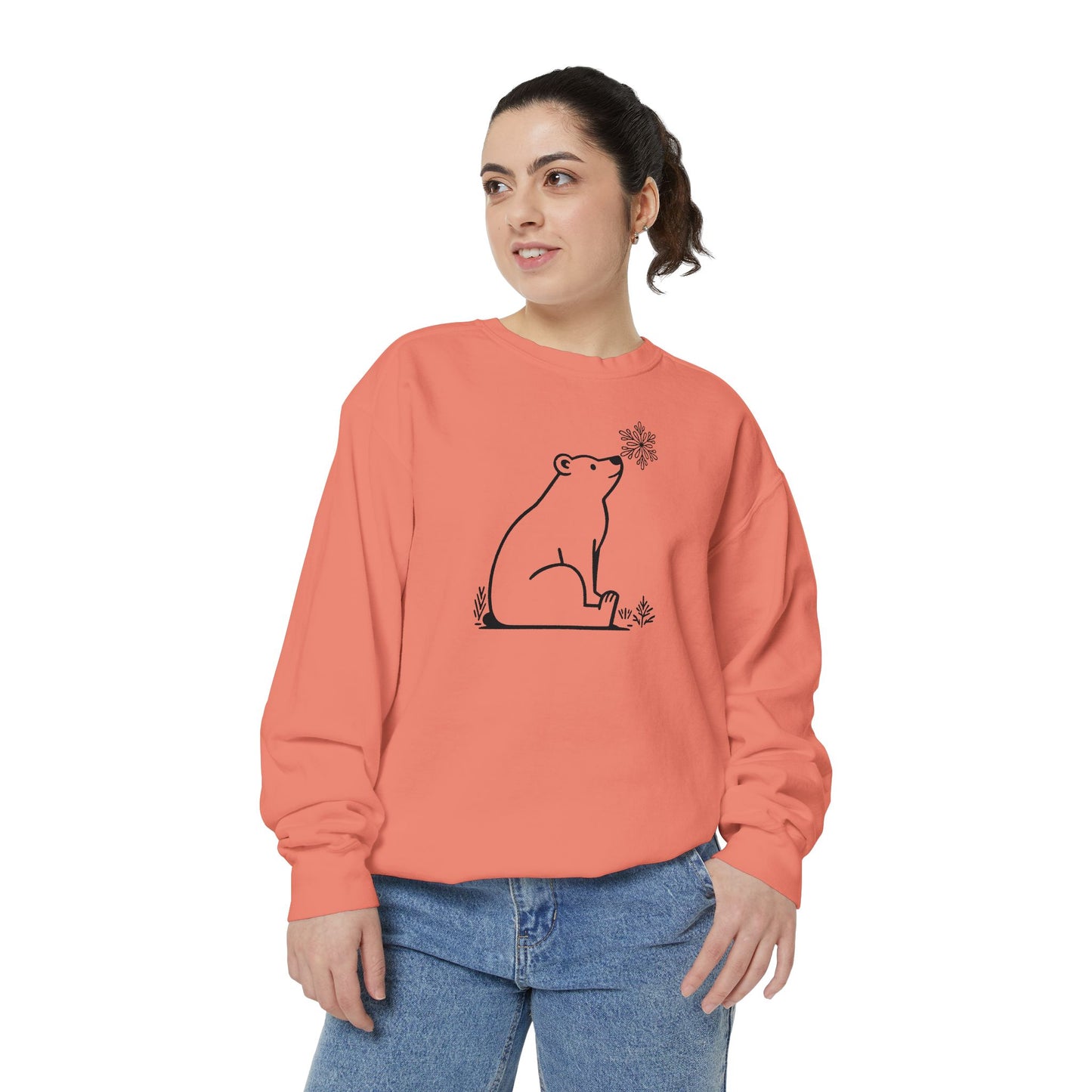 Snowflake Polar Bear Comfort Colors Sweatshirt