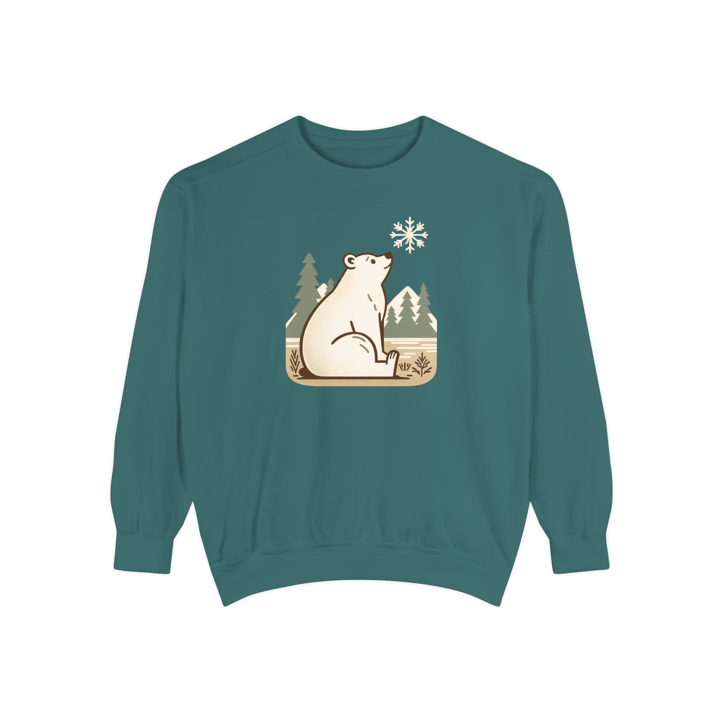 Polar Bear Snowflake Comfort Colors Sweatshirt