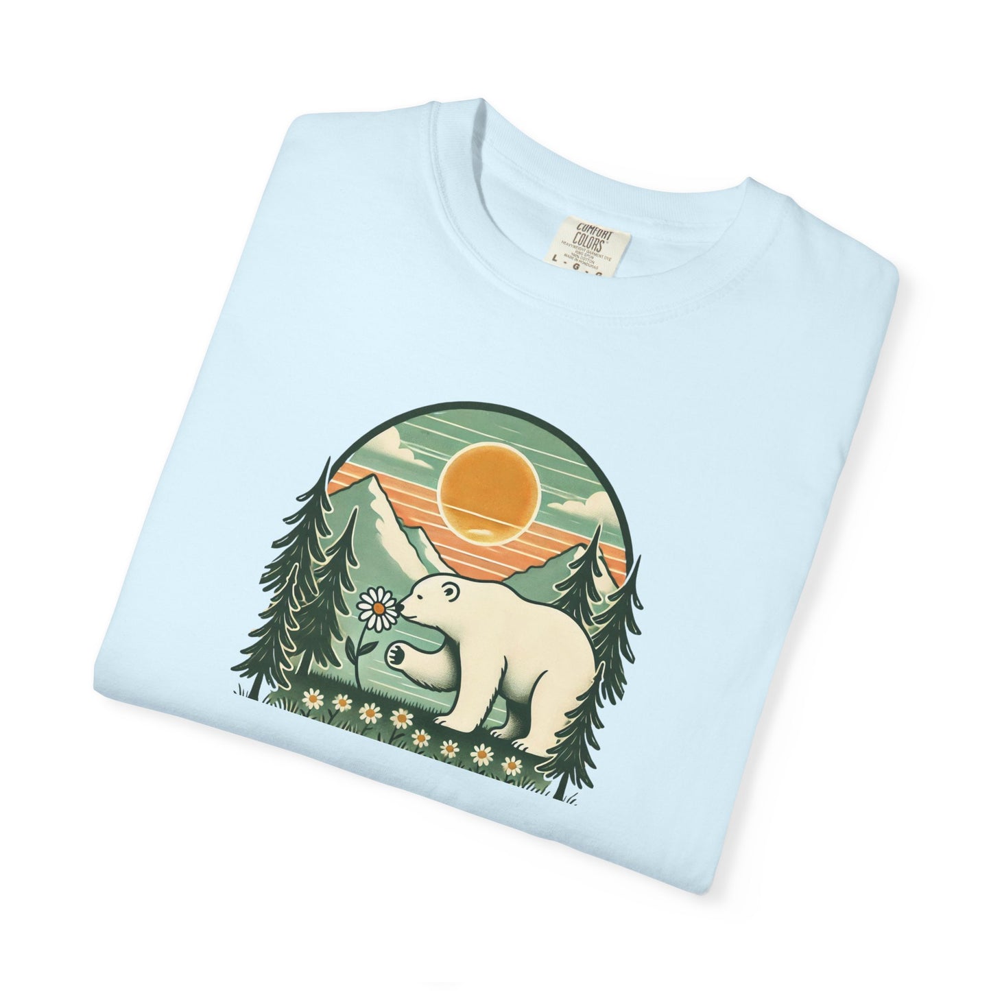 Polar Bear Daisy Sunset Comfort Colors Tee