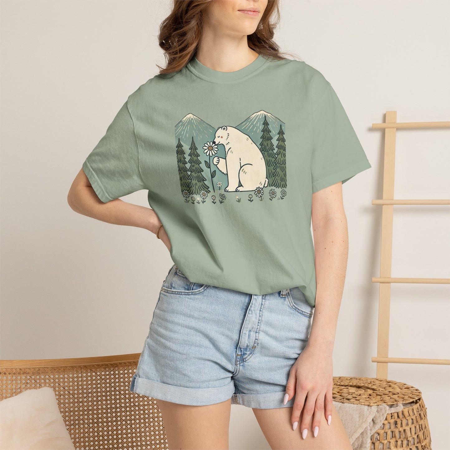Wildflower Polar Bear Comfort Colors Tee