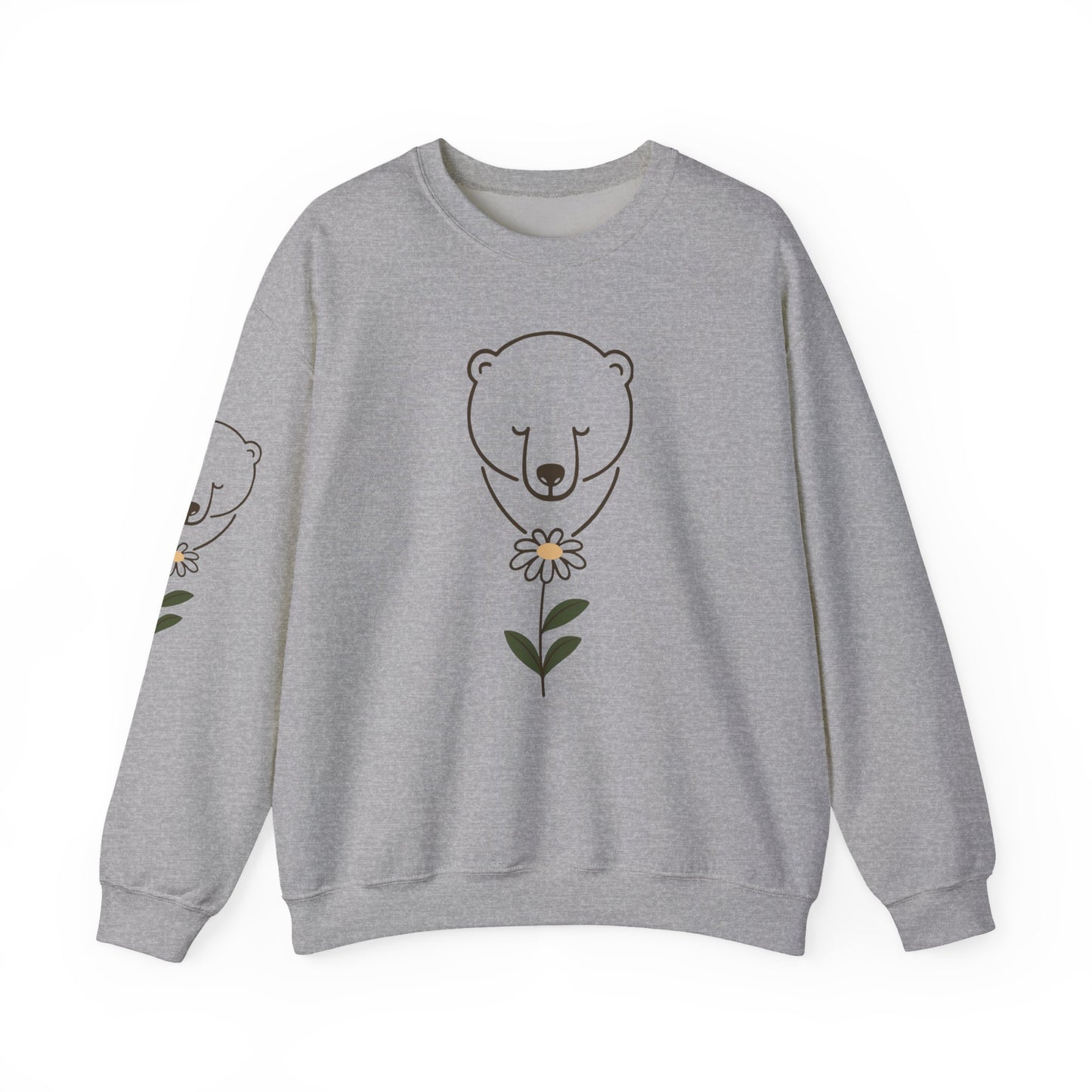 Polar Bear Wildflower Sweatshirt | Minimalist Nature Graphic