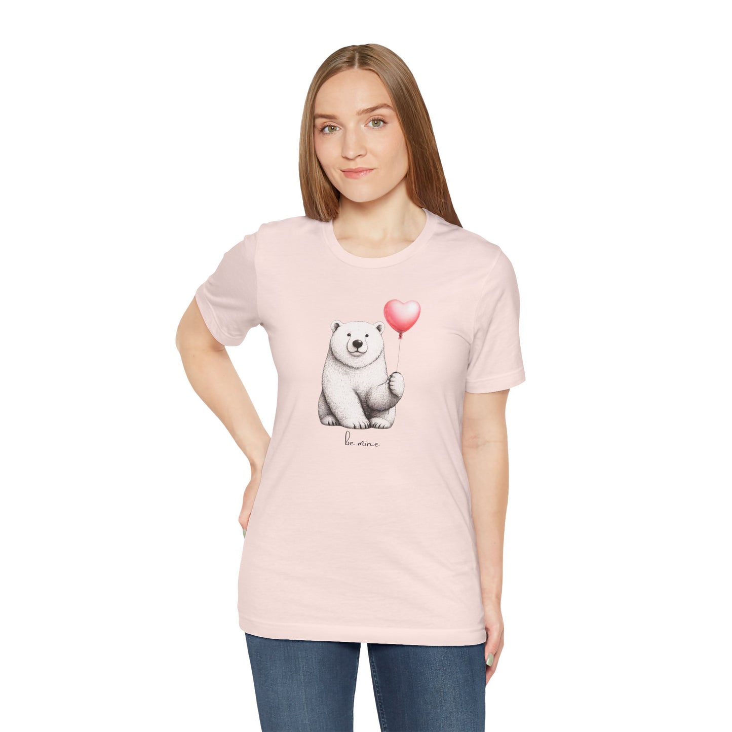 Be Mine Polar Bear T-Shirt, Heart Balloon Valentine Tee
