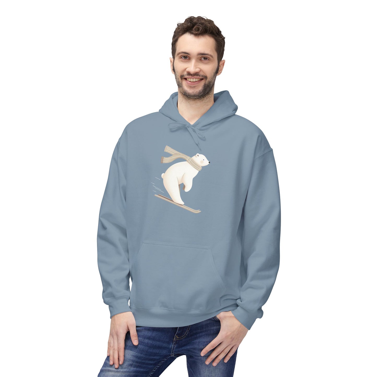 Skiing Polar Bear Winter Hoodie