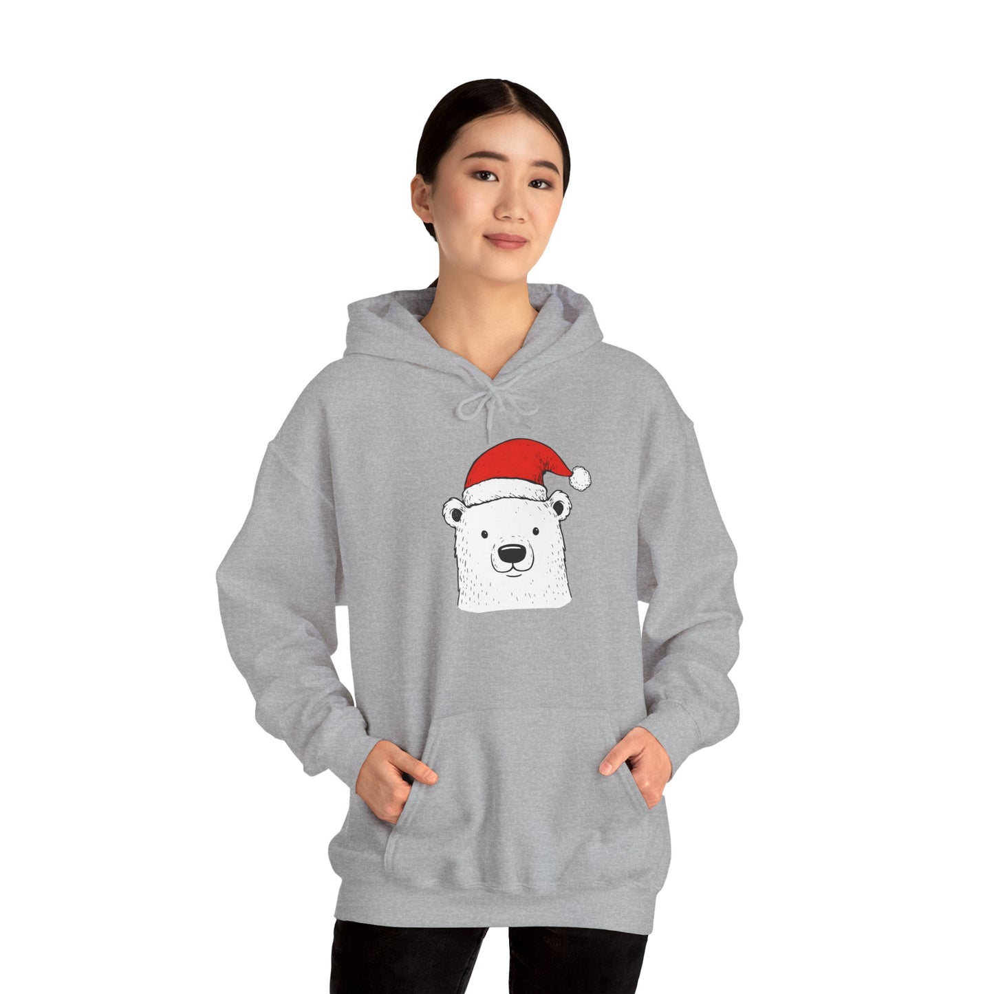 Cute Polar Bear Santa Hat Hoodie