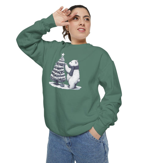 Vintage Polar Bear Christmas Tree Comfort Colors Sweatshirt