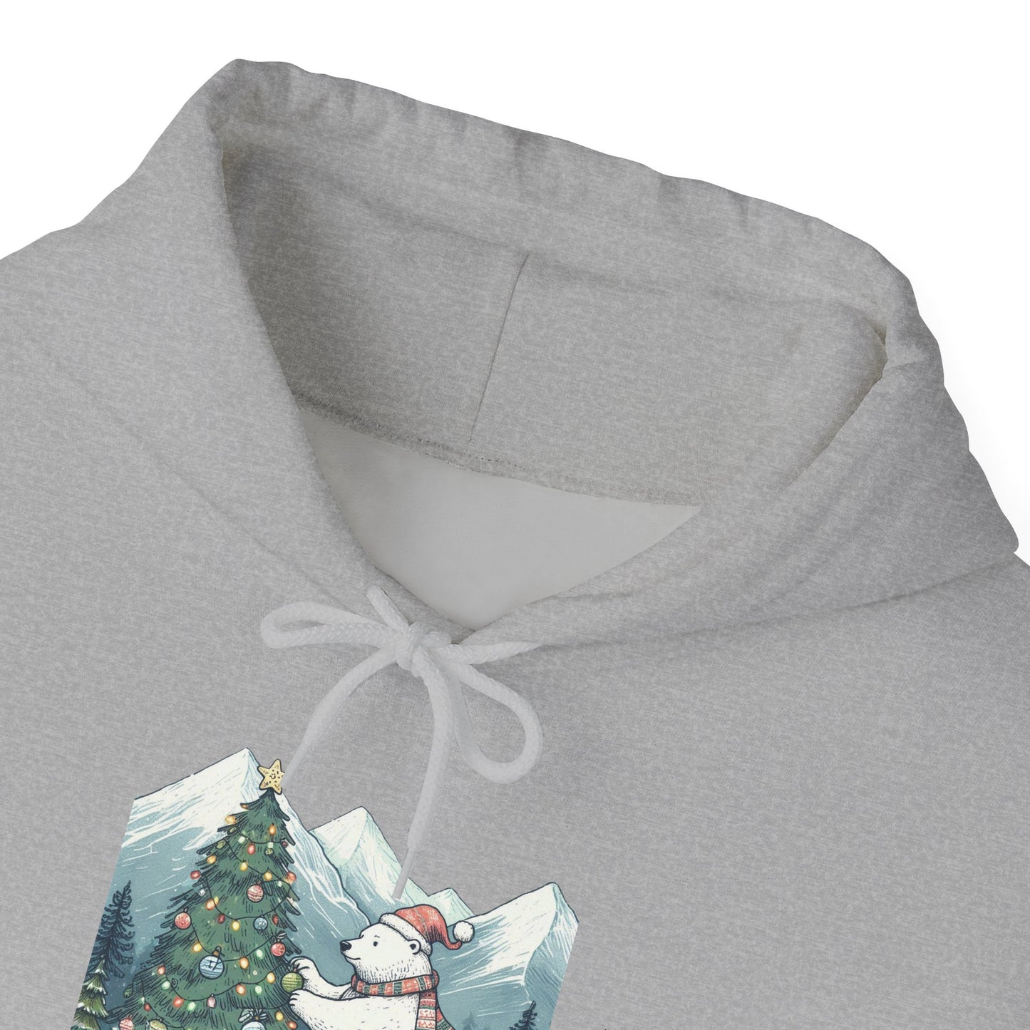 Polar Christmas Mountains Hoodie, Cozy Bear Holiday Scene