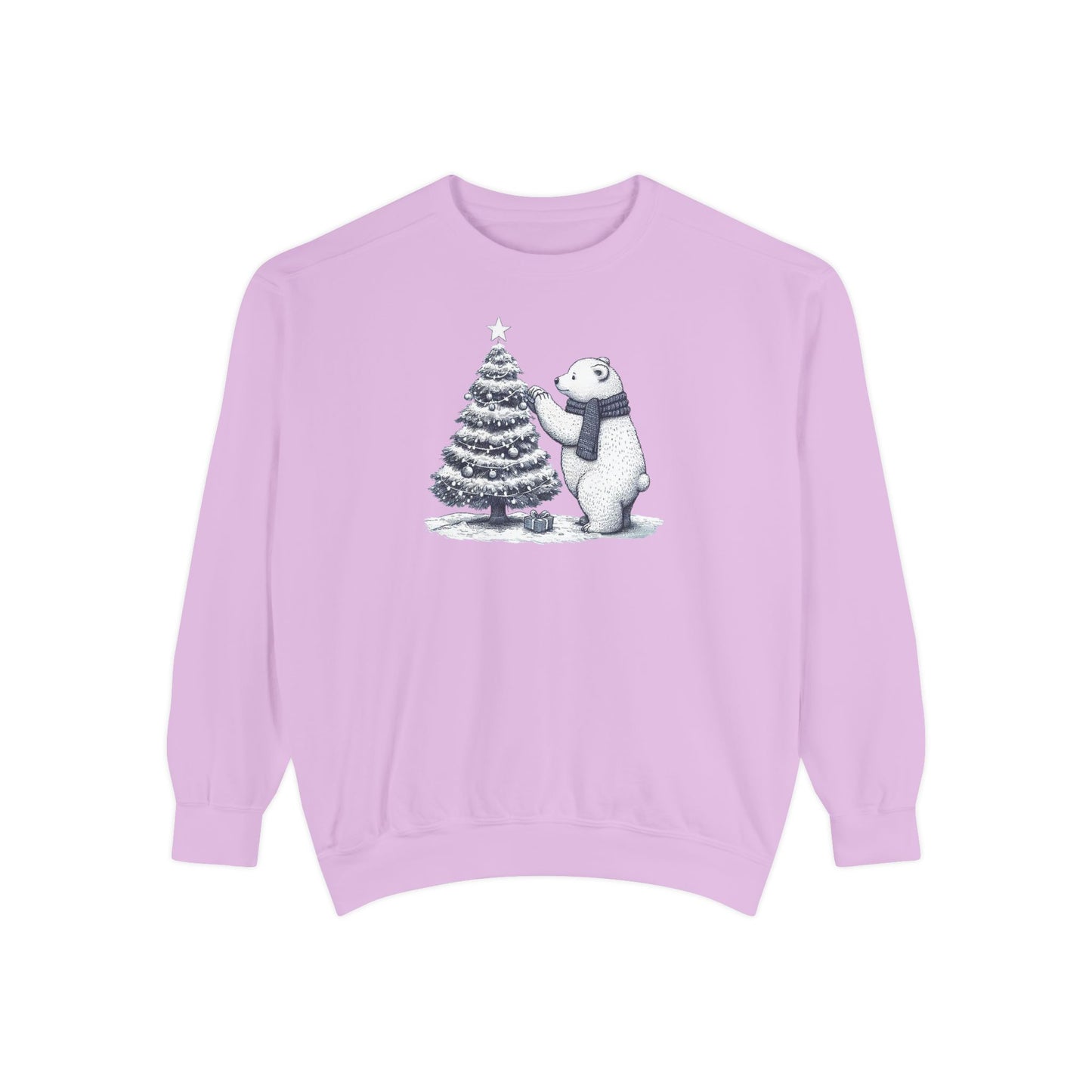 Vintage Polar Bear Christmas Tree Comfort Colors Sweatshirt