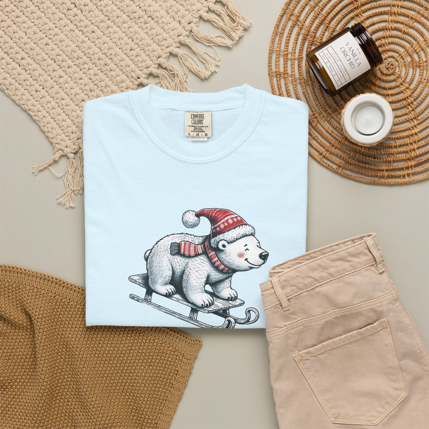 Let It Snow Polar Bear Comfort Colors Tee
