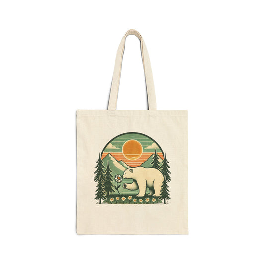 Polar Bear Nature Canvas Bag, Eco Friendly Adventure Market Tote
