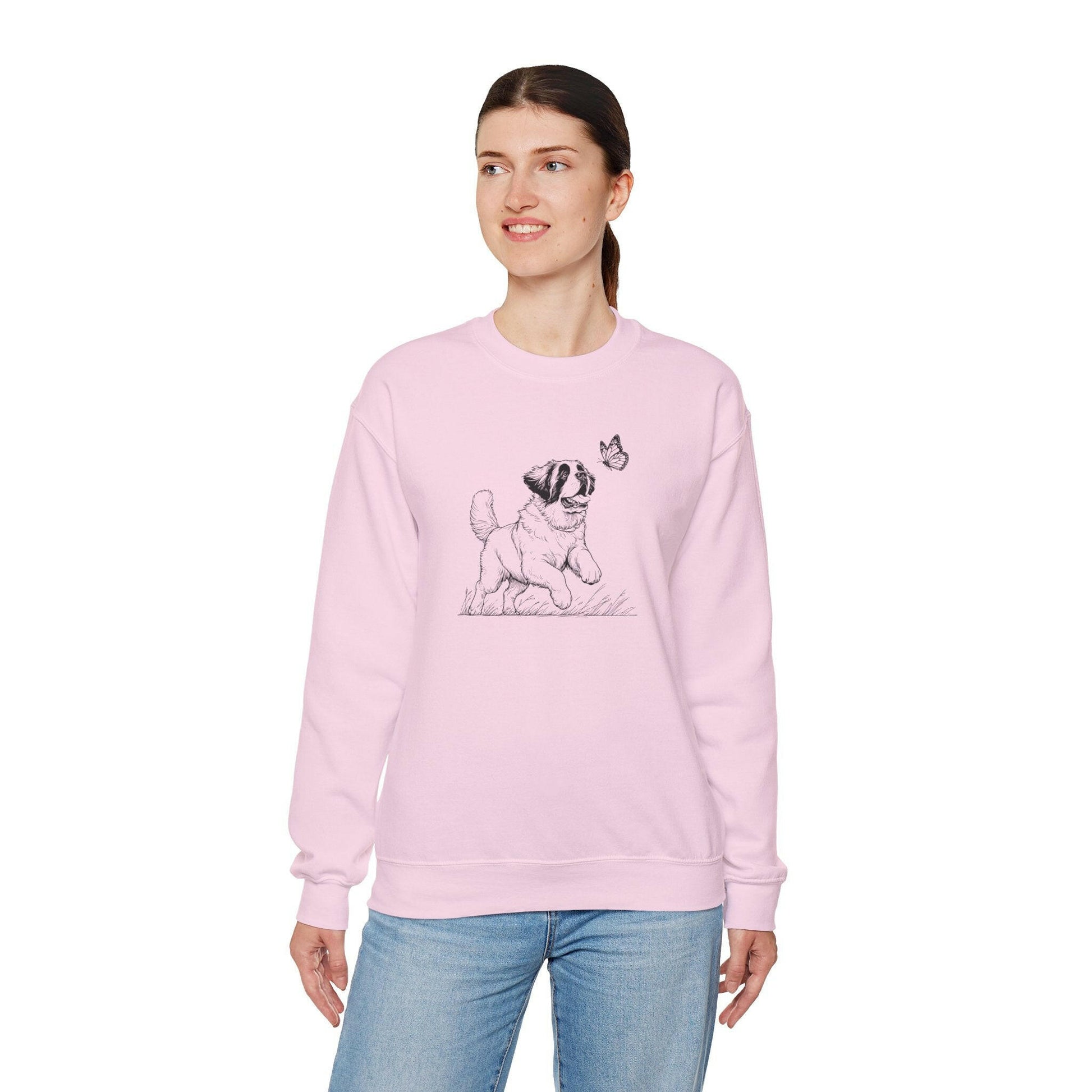 Saint Bernard Dog Chasing Butterfly Sweatshirt - Stompy Paws