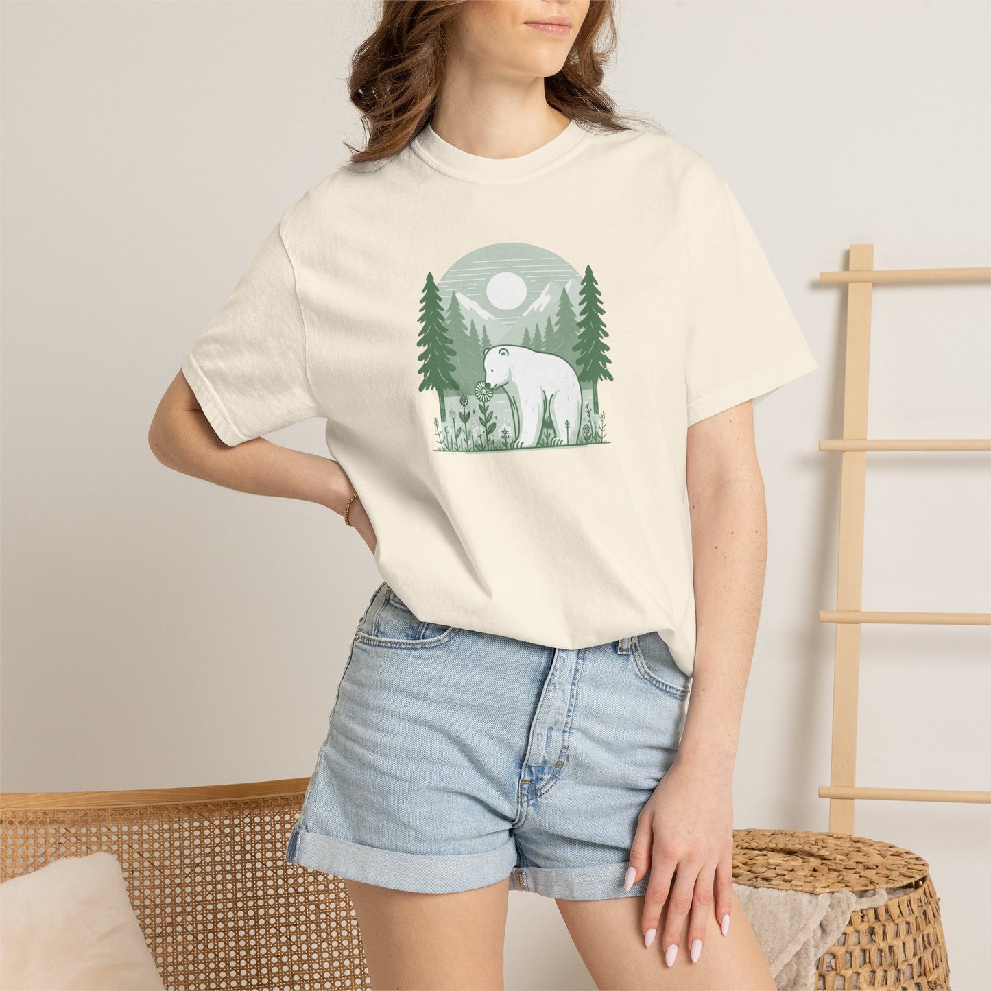 Polar Bear Forest Bloom Comfort Colors Tee