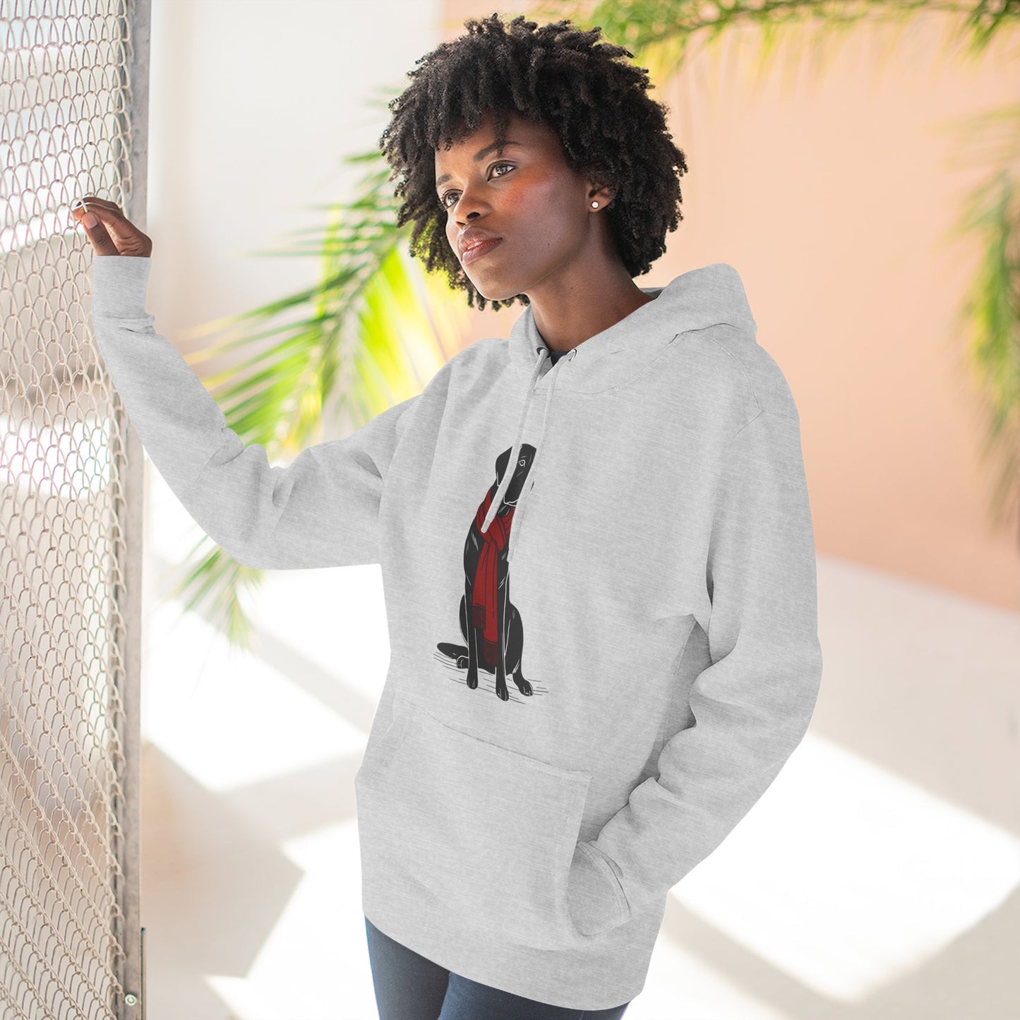 Black Lab Red Scarf Hoodie