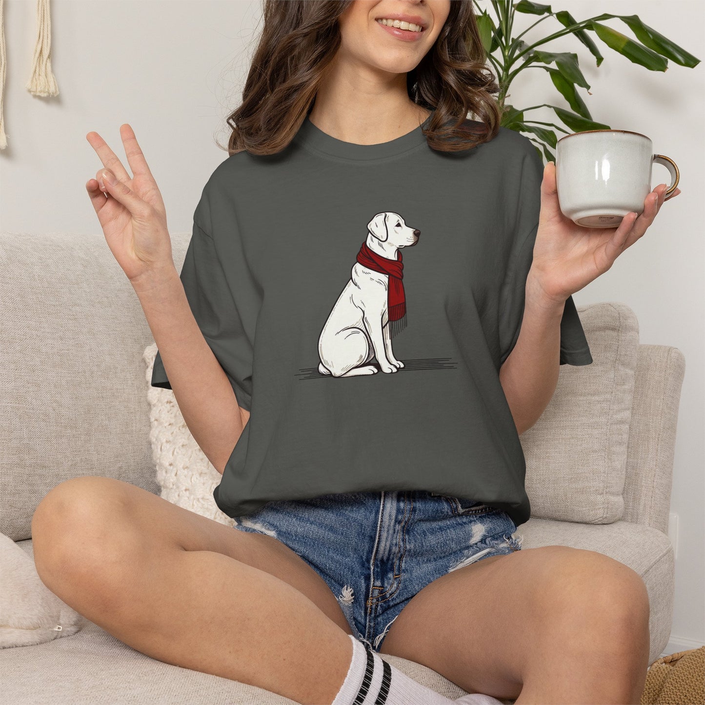 Red Scarf Dog Tee