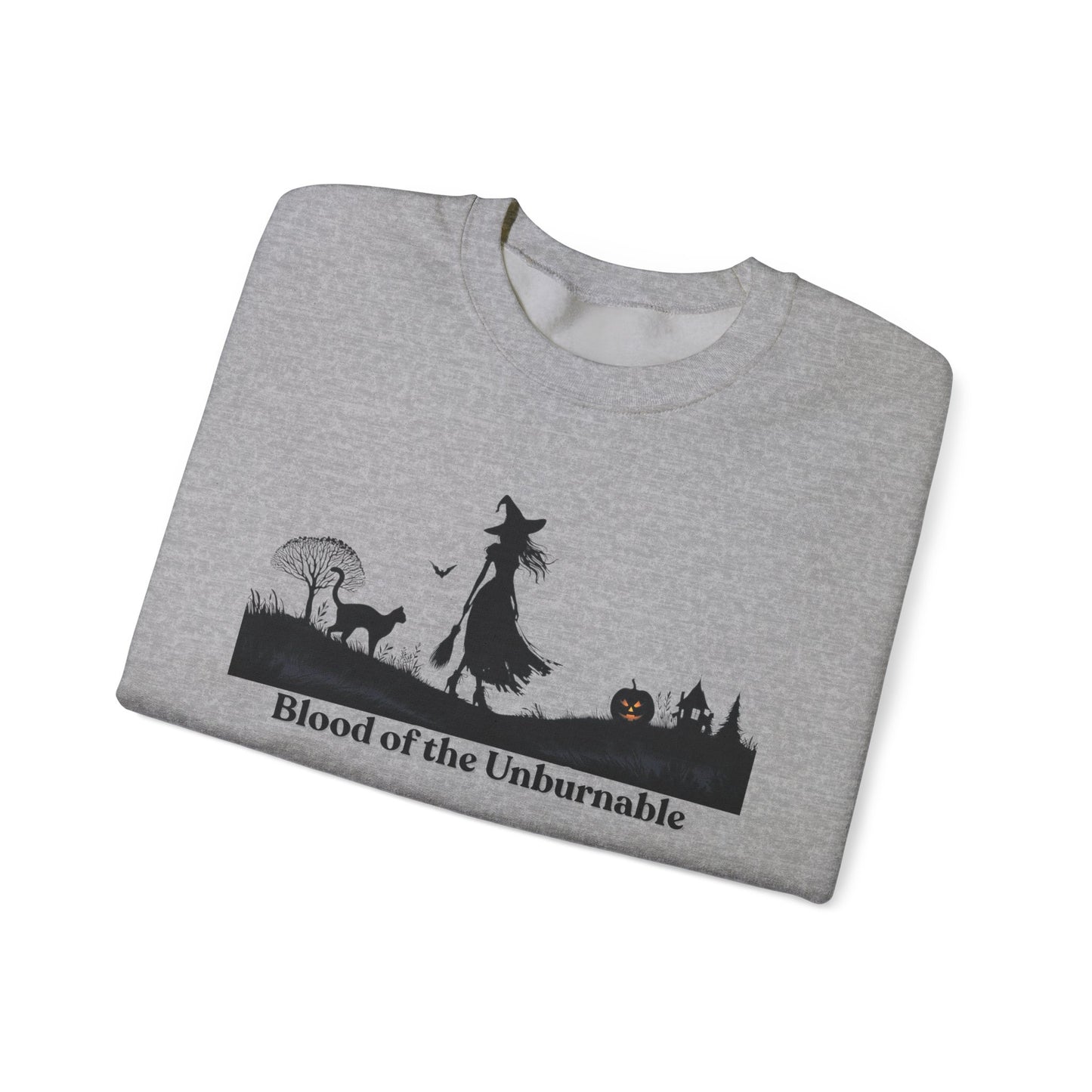 Blood of the Unburnable Witch Sweatshirt, Gothic Halloween Crewneck, Dark Witchy Sweater