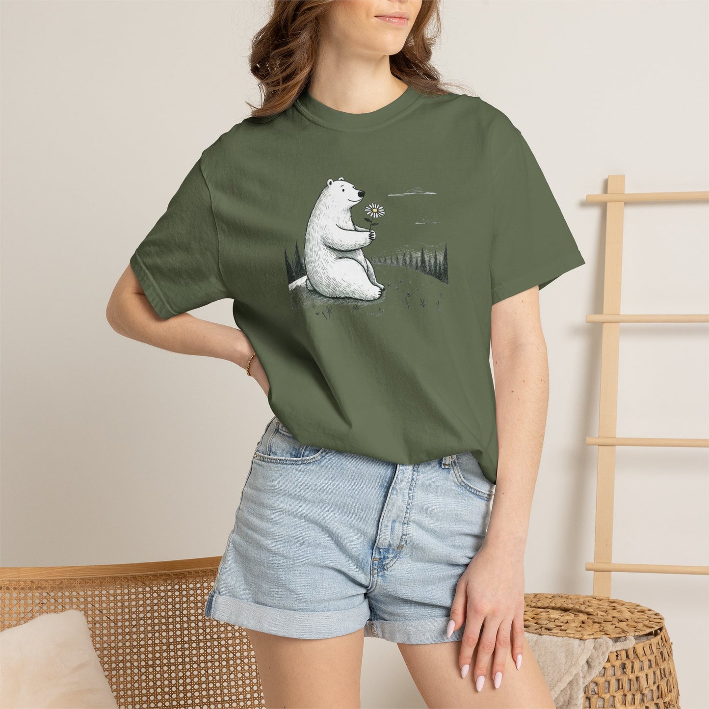 Woodland Bear Wildflower Comfort Colors Tee