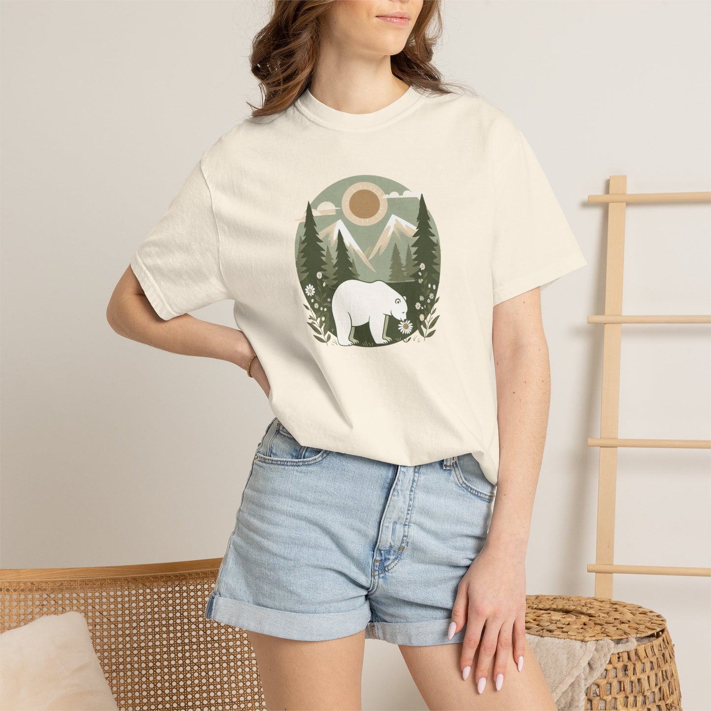 Polar Bear Evergreen Comfort Colors Tee