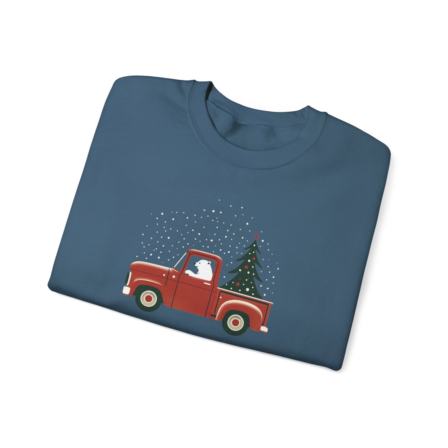 Polar Bear Holiday Haul, Vintage Red Christmas Truck Sweatshirt