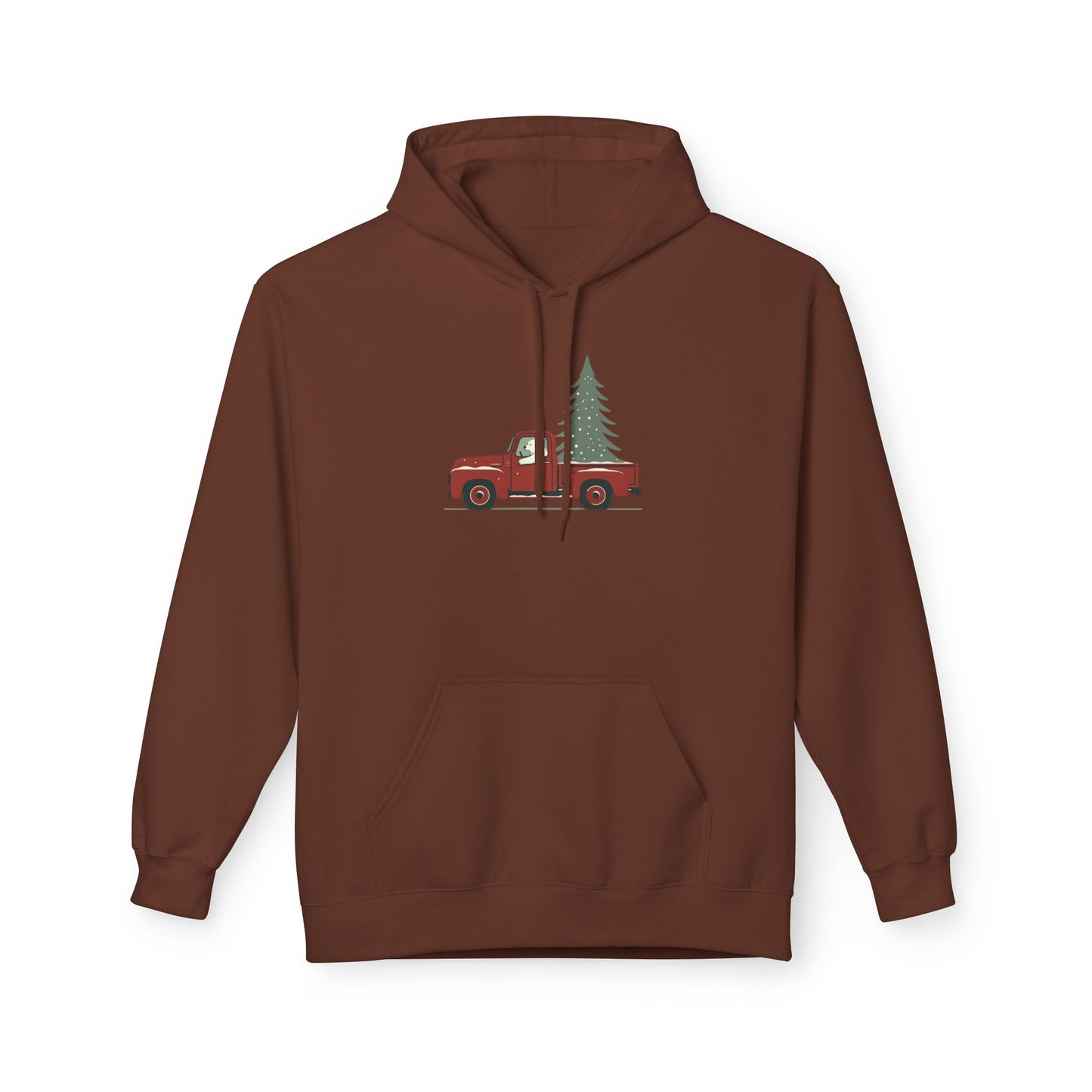 Polar Bear Evergreen Run, Vintage Red Christmas Truck Midweight Hoodie