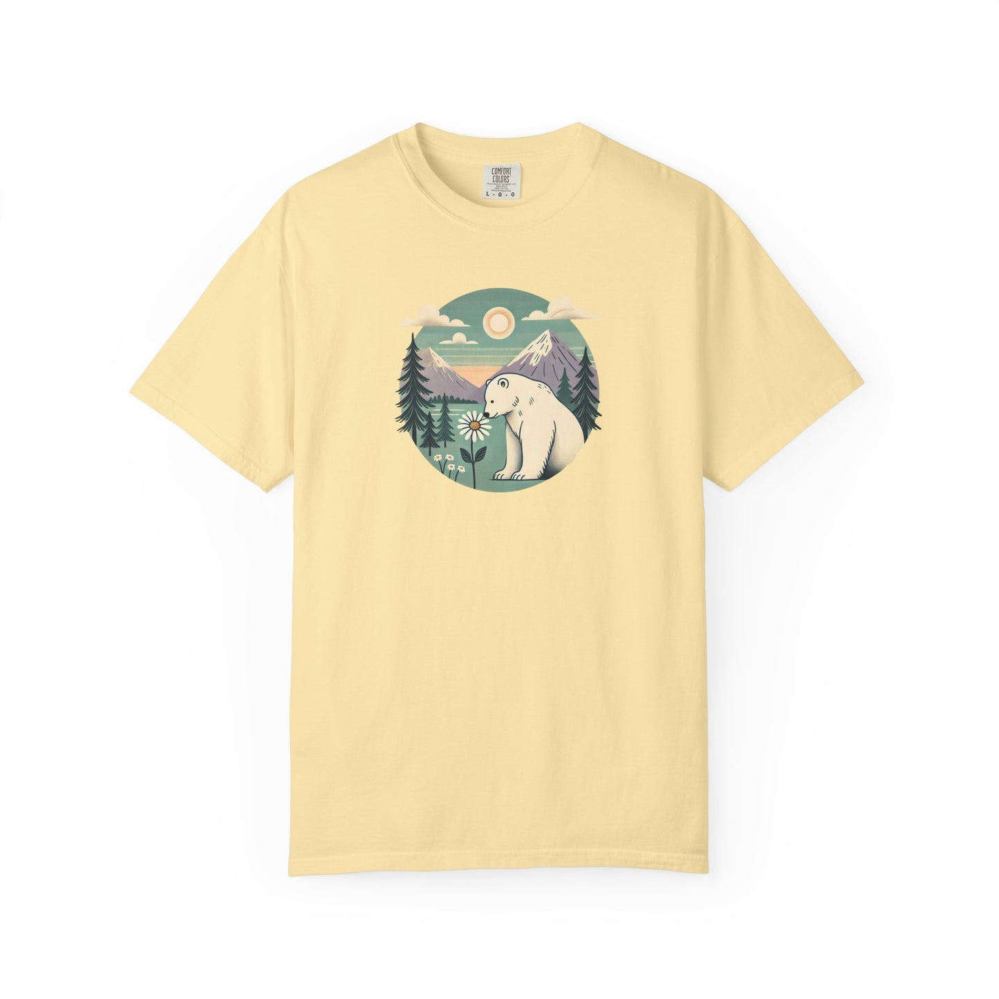Polar Bear Daisy Mountain Comfort Colors Tee