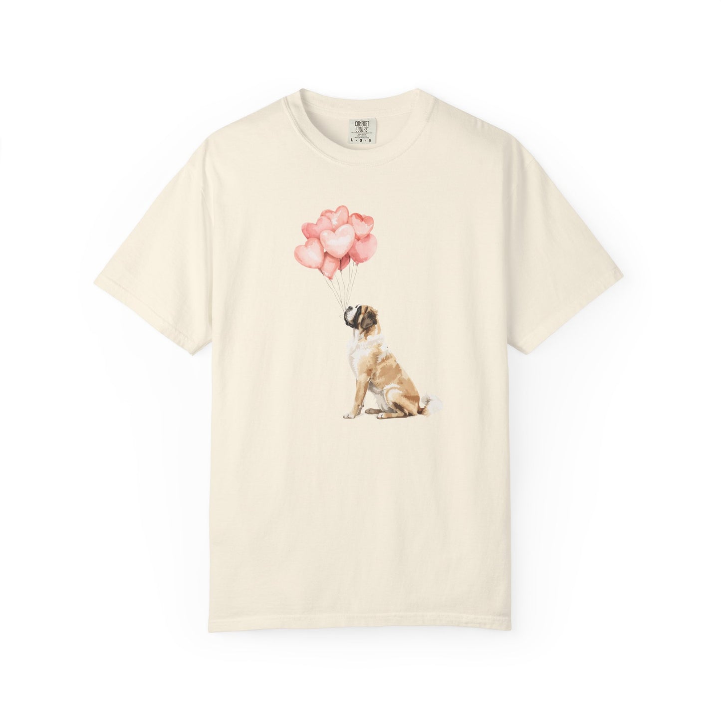 Saint Bernard with Heart Balloons Comfort Colors Tee
