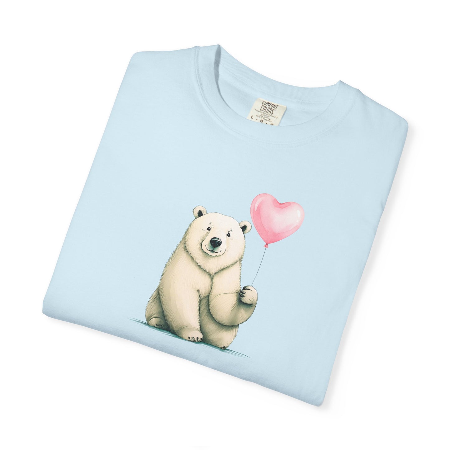 Sweetheart Polar Bear & Heart Balloon Tee | Comfort Colors® Heritage Graphic Shirt