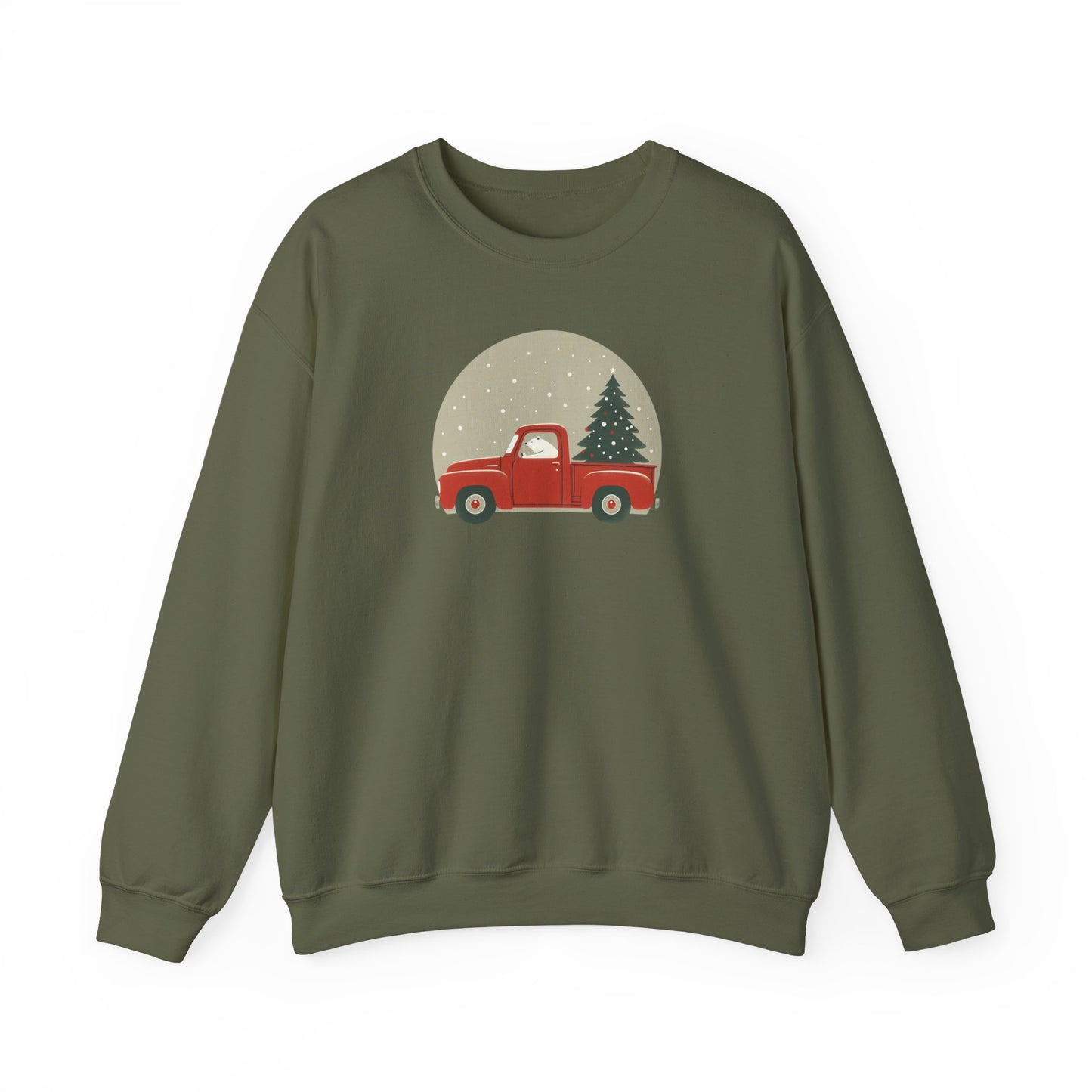 Snow Globe Delivery, Polar Bear Christmas Truck Design Crewneck