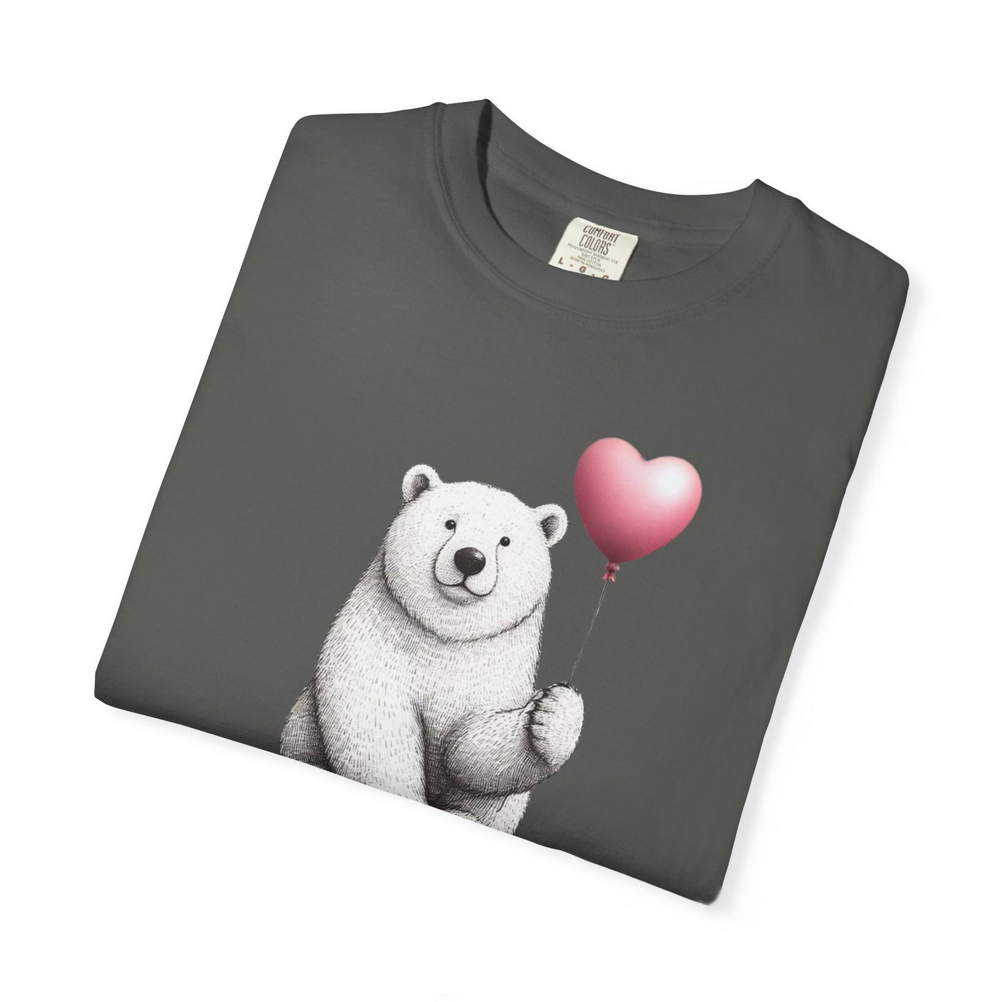 Sketch Polar Bear Heart Balloon Comfort Colors Tee