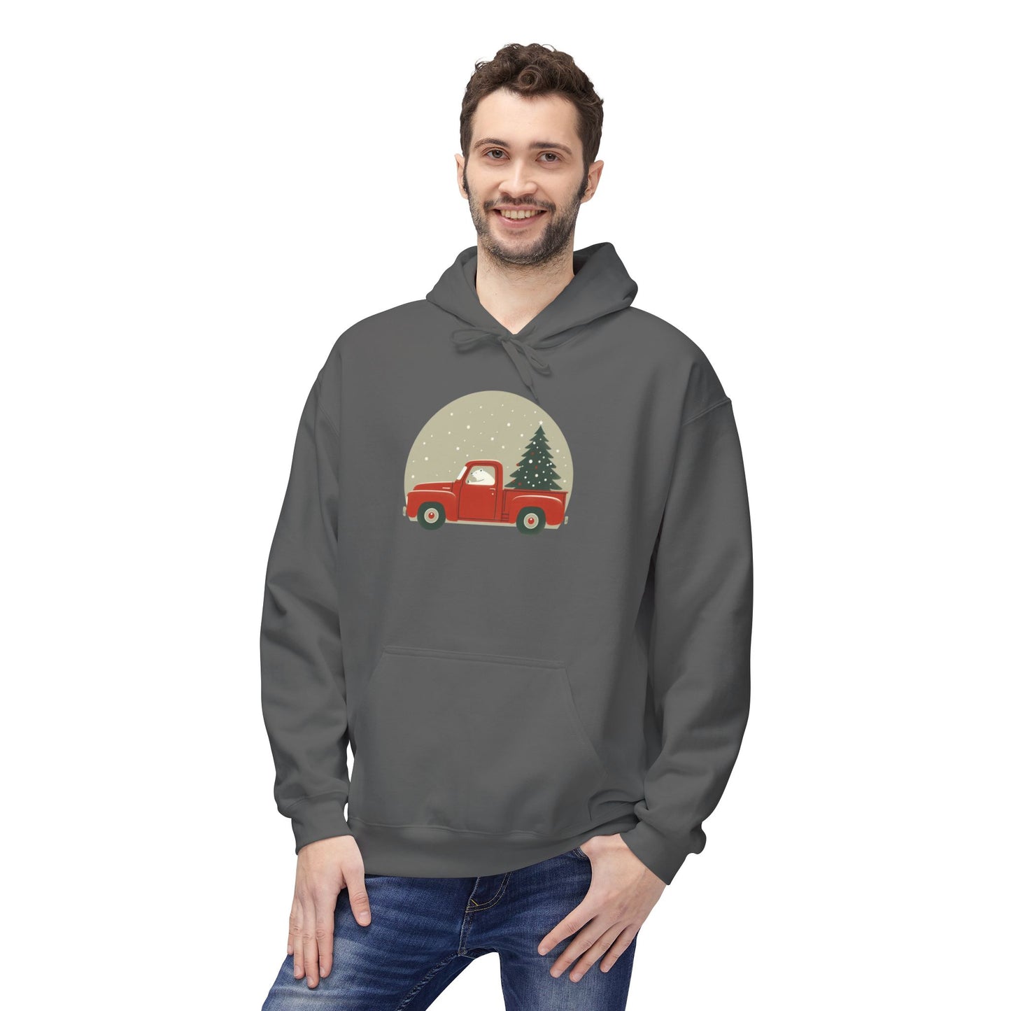 Snow Globe Delivery, Polar Bear Christmas Truck Design Midweight Hoodie