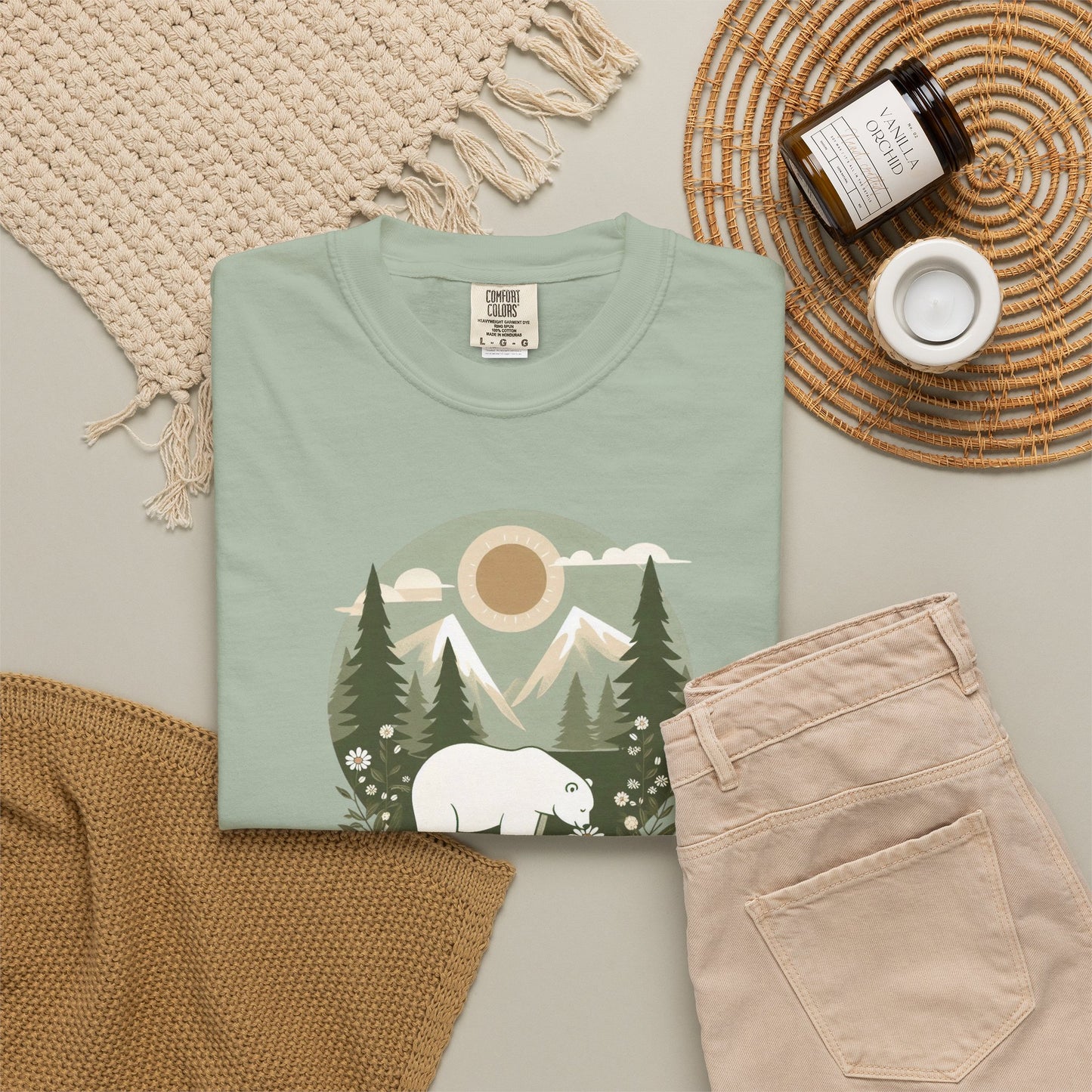 Polar Bear Evergreen Comfort Colors Tee