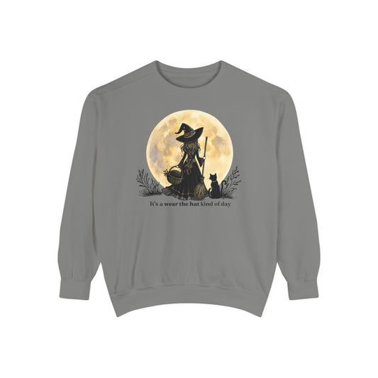 It's a Wear the Hat Kind of Day | Cozy Witch Comfort Colors Crewneck Sweatshirt