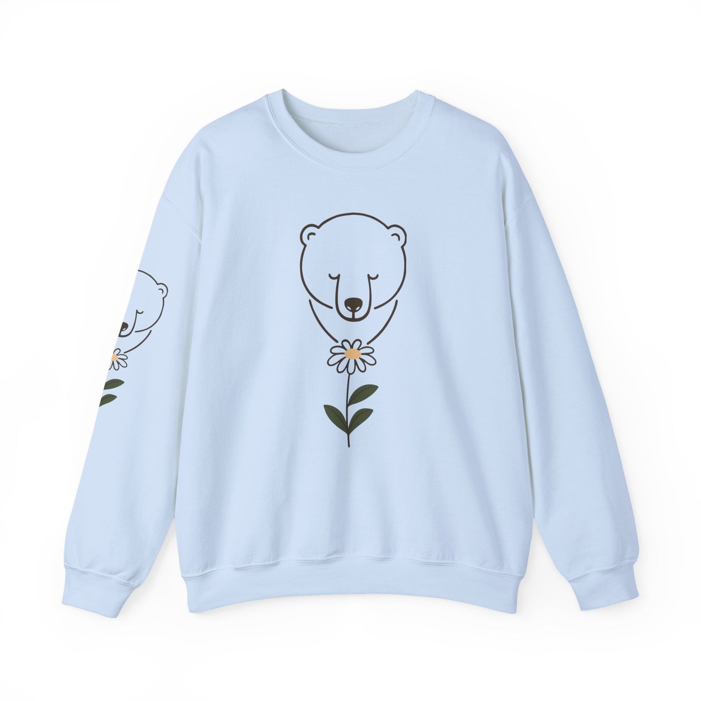 Polar Bear Wildflower Sweatshirt | Minimalist Nature Graphic