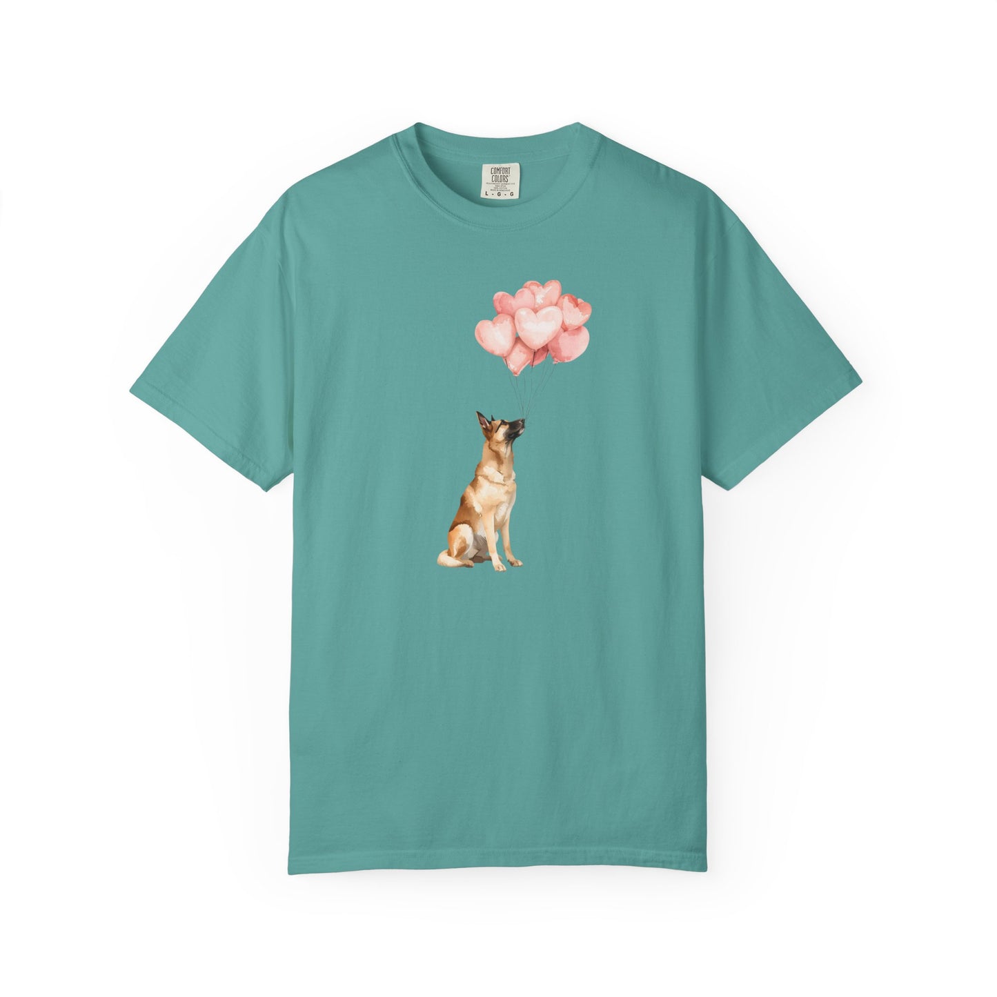 Belgian Malinois with Heart Balloons Comfort Colors Tee