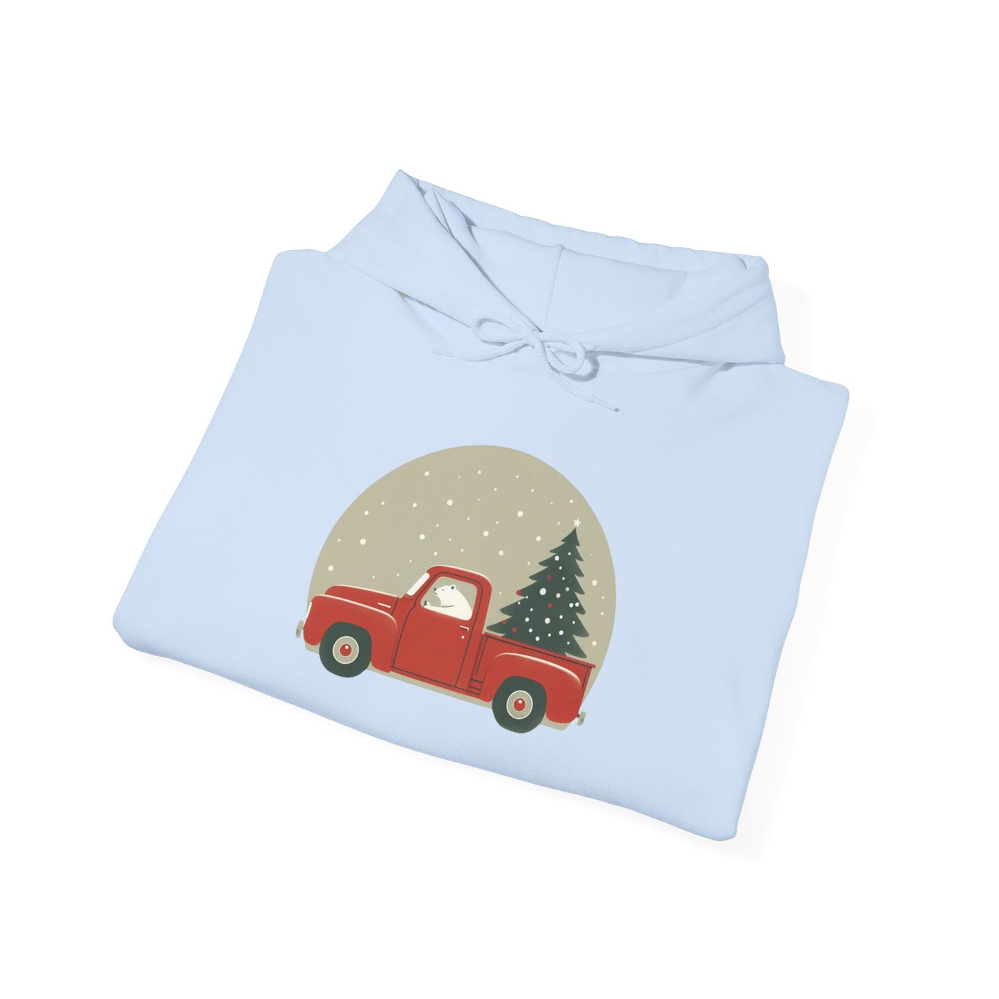 Snow Globe Delivery, Polar Bear Christmas Truck Design Heavyweight Hoodie