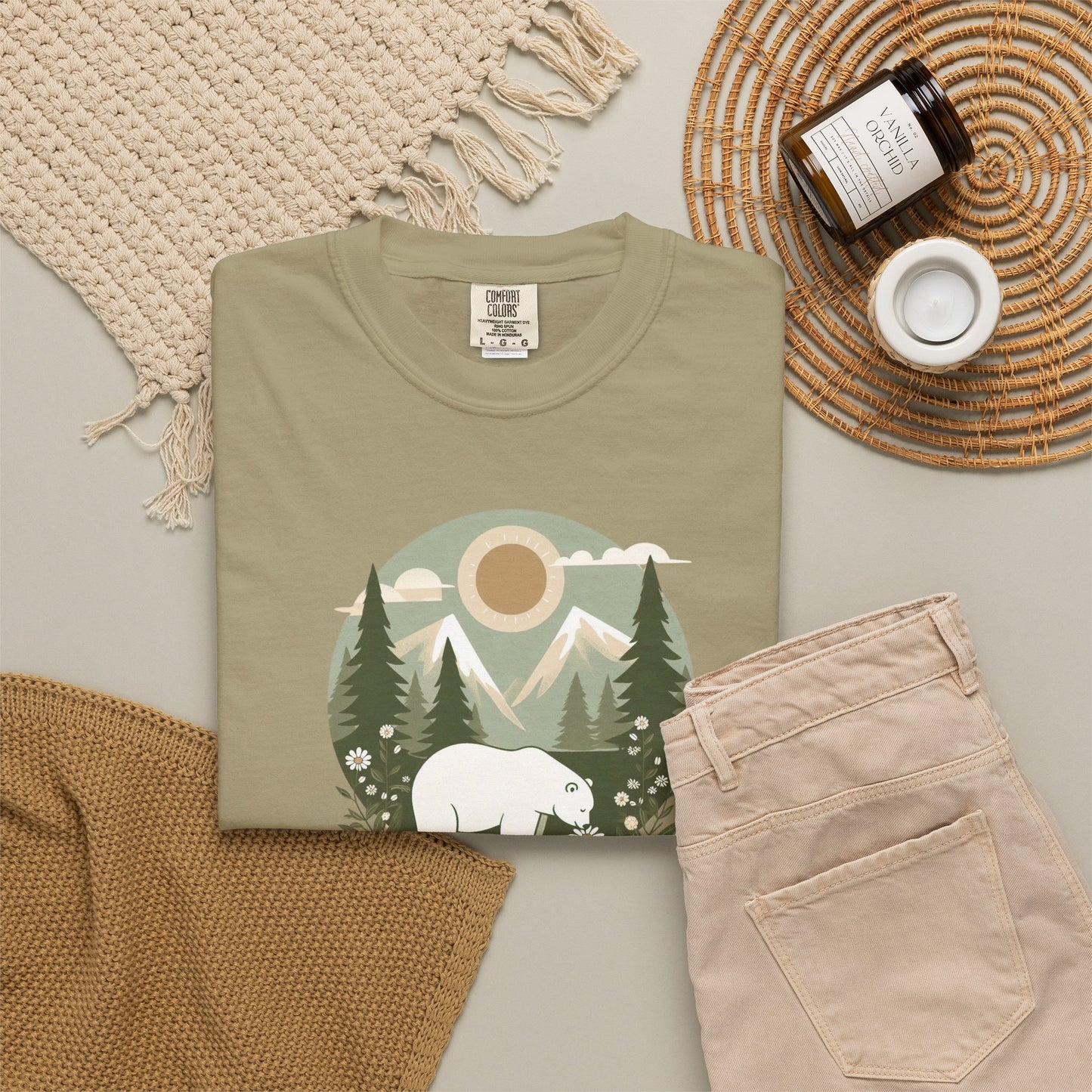 Polar Bear Evergreen Comfort Colors Tee