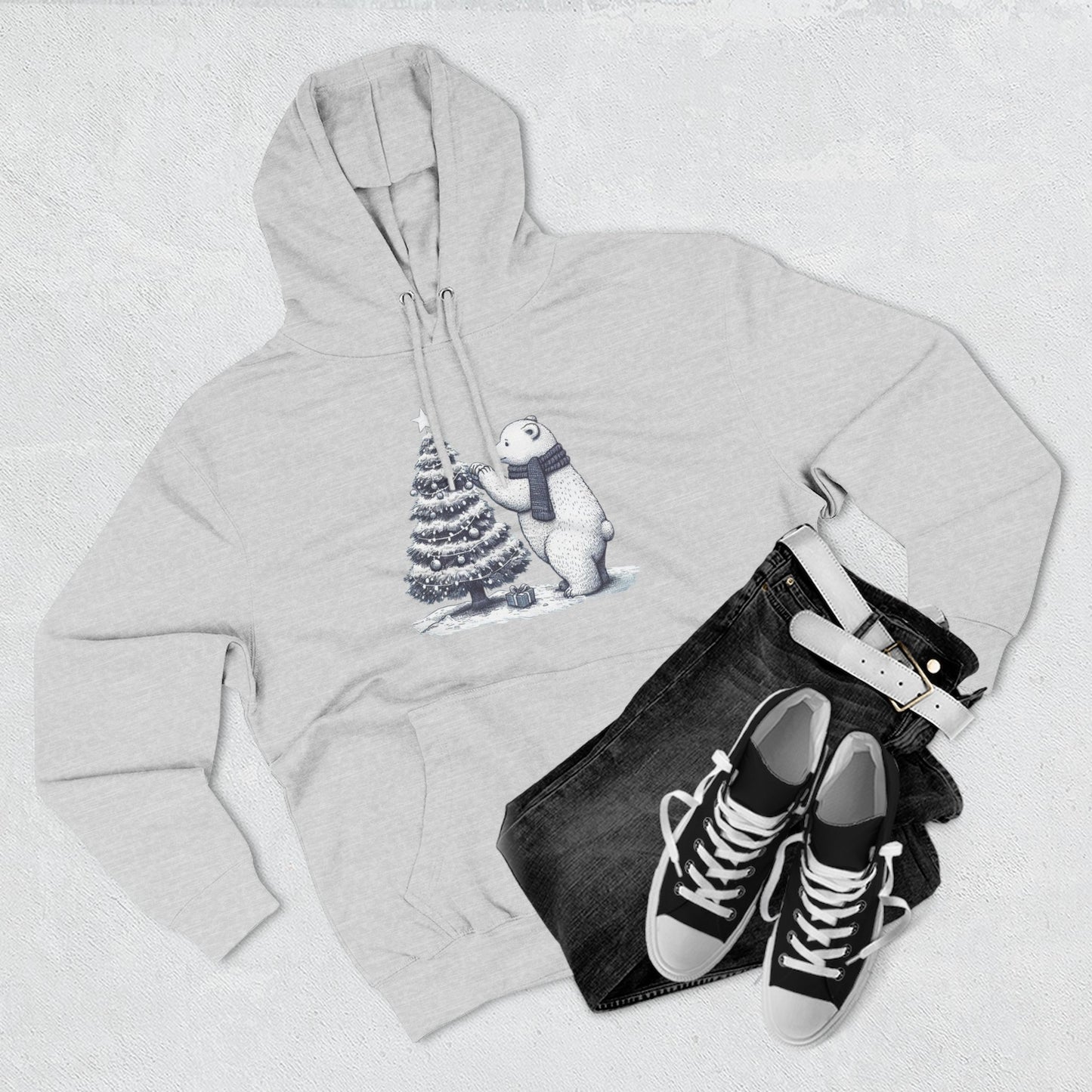 Vintage Polar Bear Christmas Tree Hoodie