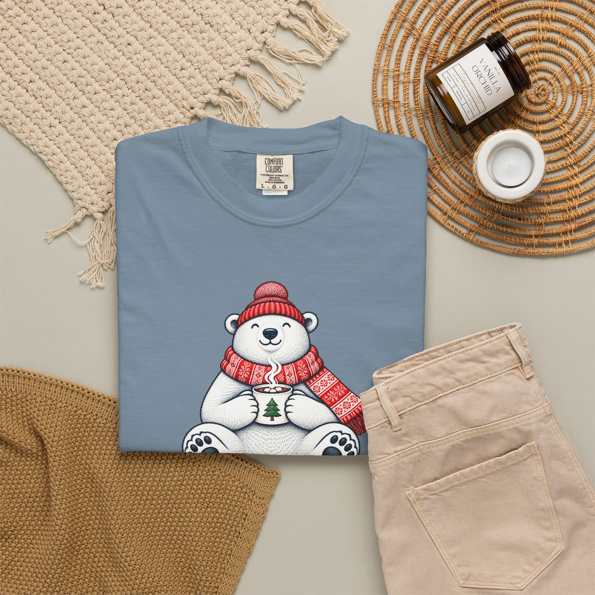 Cozy Cocoa Polar Bear Comfort Colors Tee