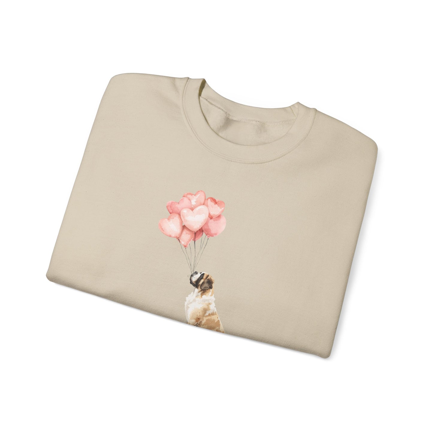 Watercolor Saint Bernard with Heart Balloons Sweatshirt