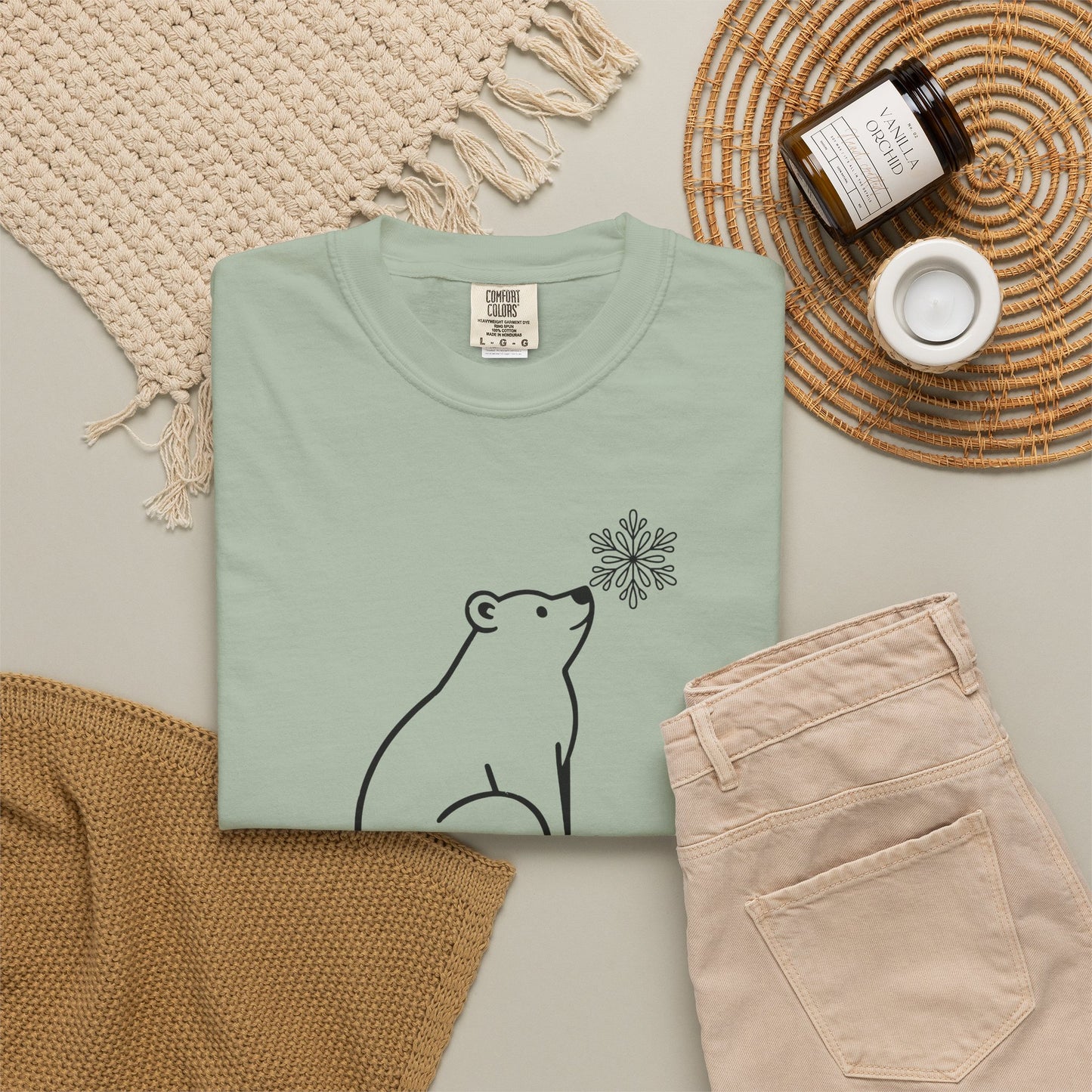Comfort Colors Polar Bear Snowflake Tee