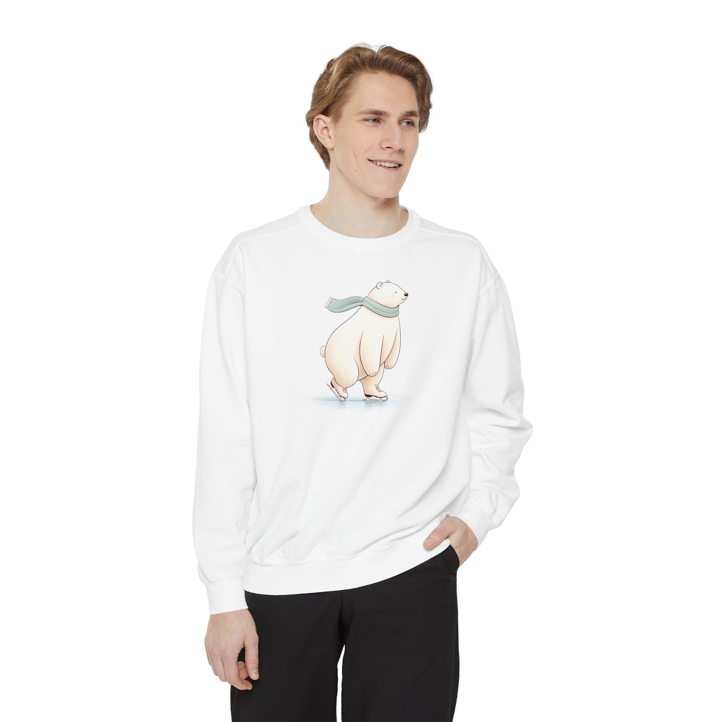 Ice Skating Polar Bear Comfort Colors Sweatshirt